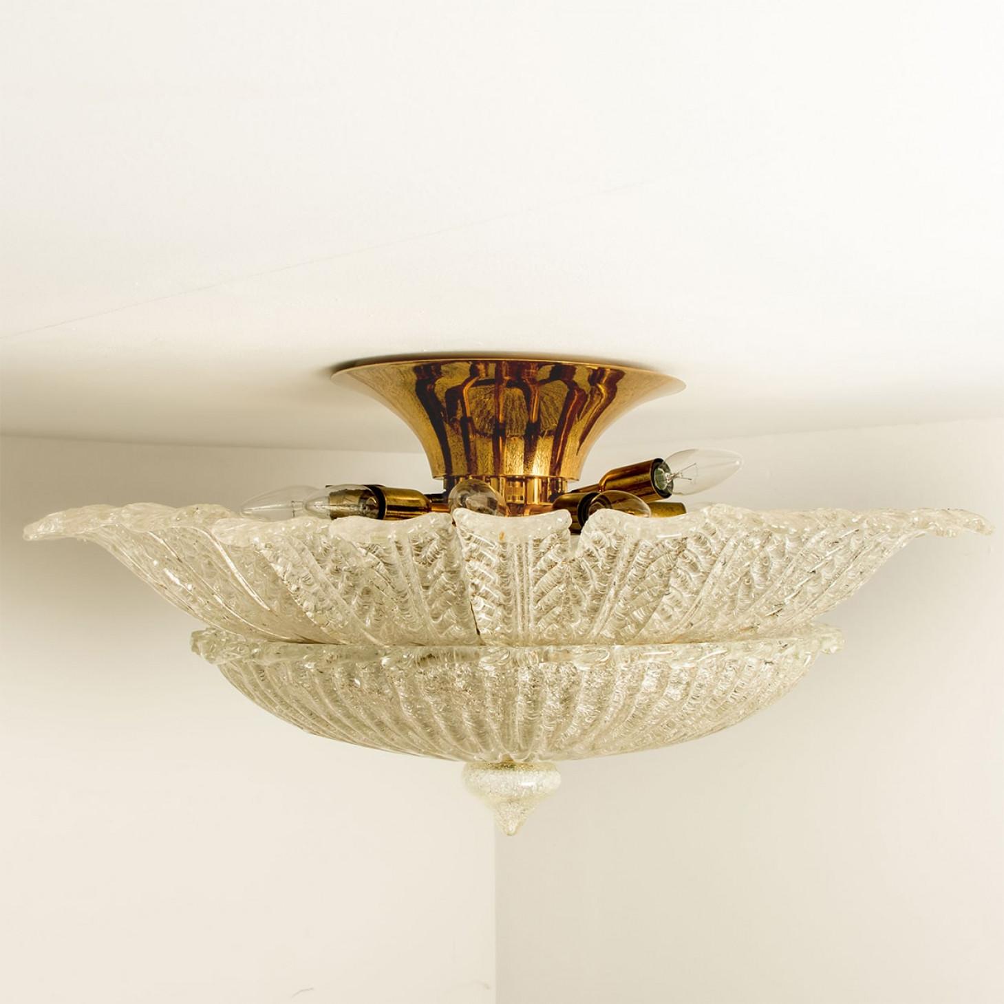 Lámpara de techo XL de cristal de Murano al estilo de Barovier, años 70 en venta 7