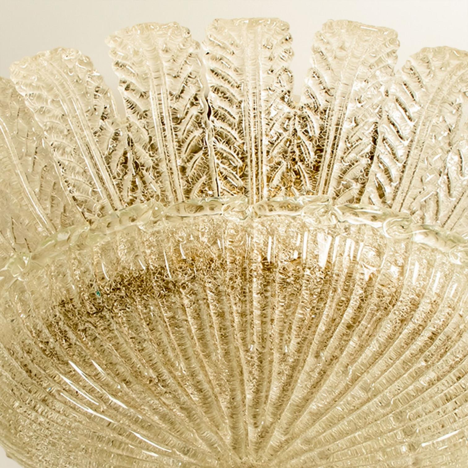 Italian XL Murano Glass Ceiling Light in the Style of Barovier, 1970s For Sale