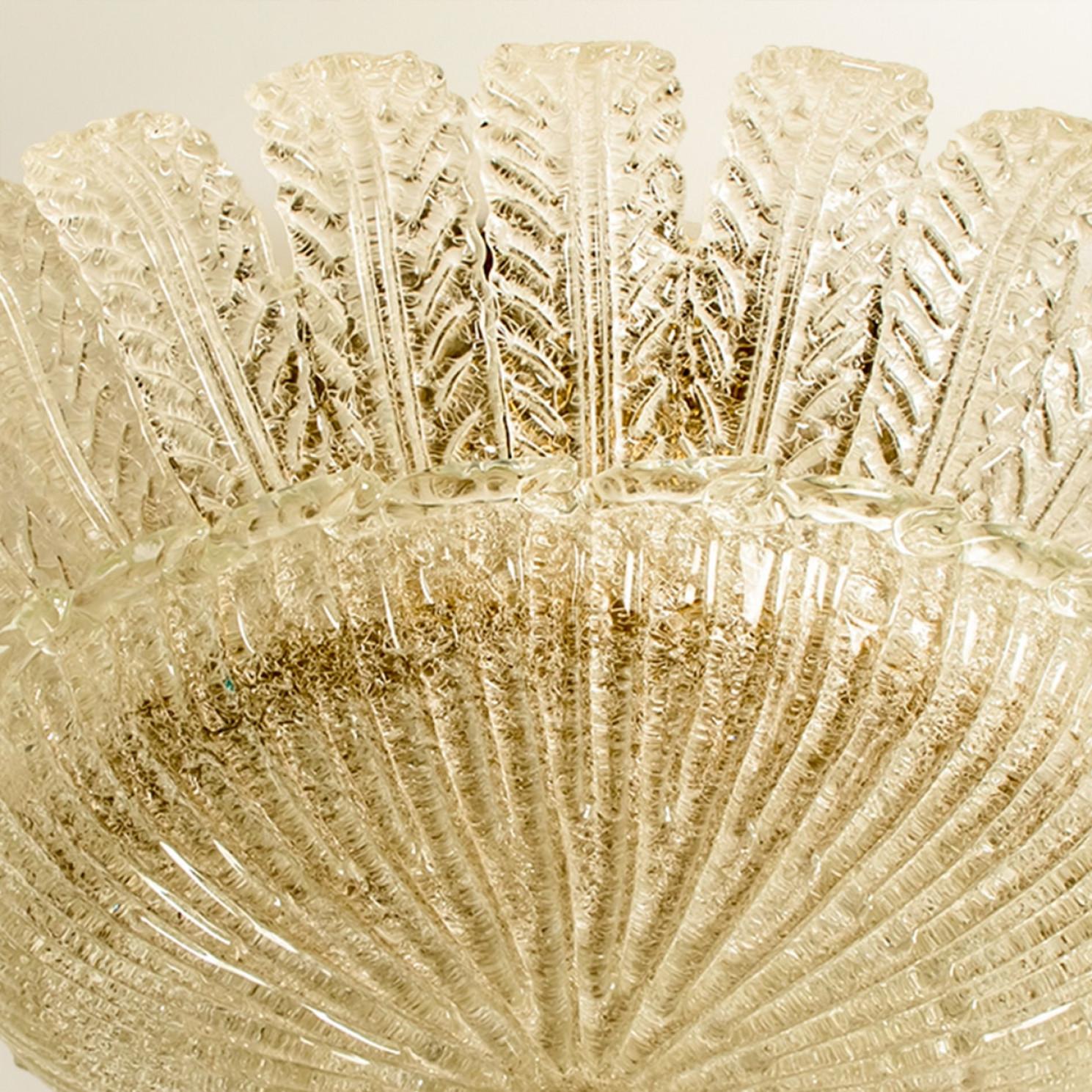 Lámpara de techo XL de cristal de Murano al estilo de Barovier, años 70 Italiano en venta