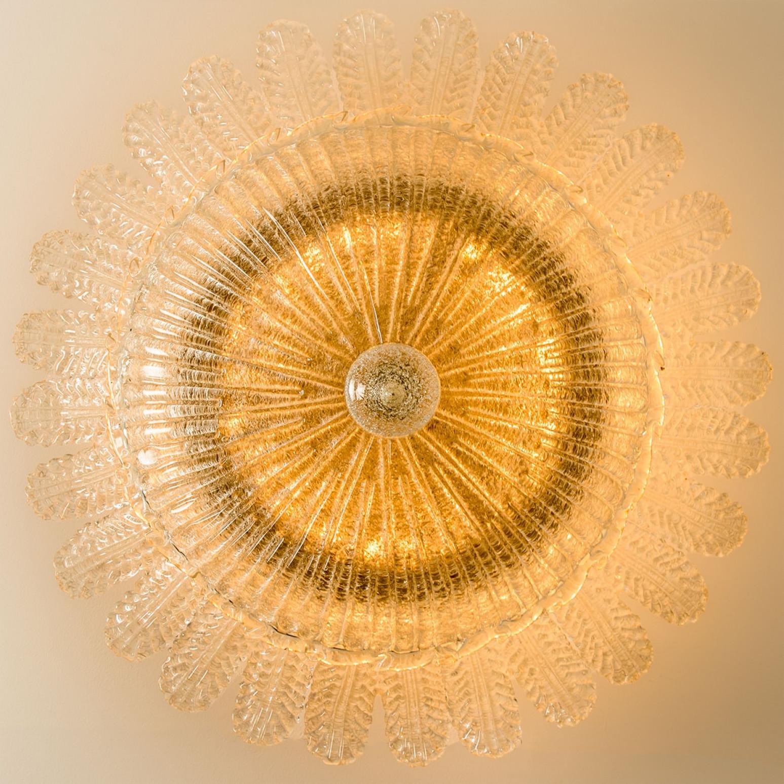 Lámpara de techo XL de cristal de Murano al estilo de Barovier, años 70 Otro en venta