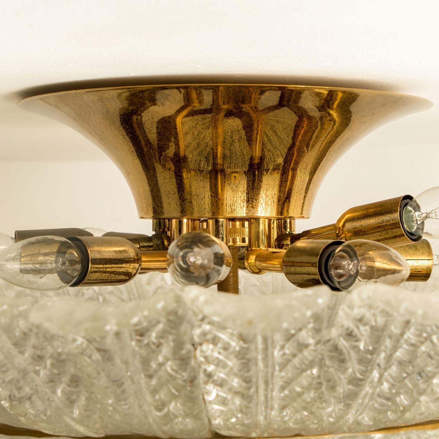 Late 20th Century XL Murano Glass Ceiling Light in the Style of Barovier, 1970s For Sale