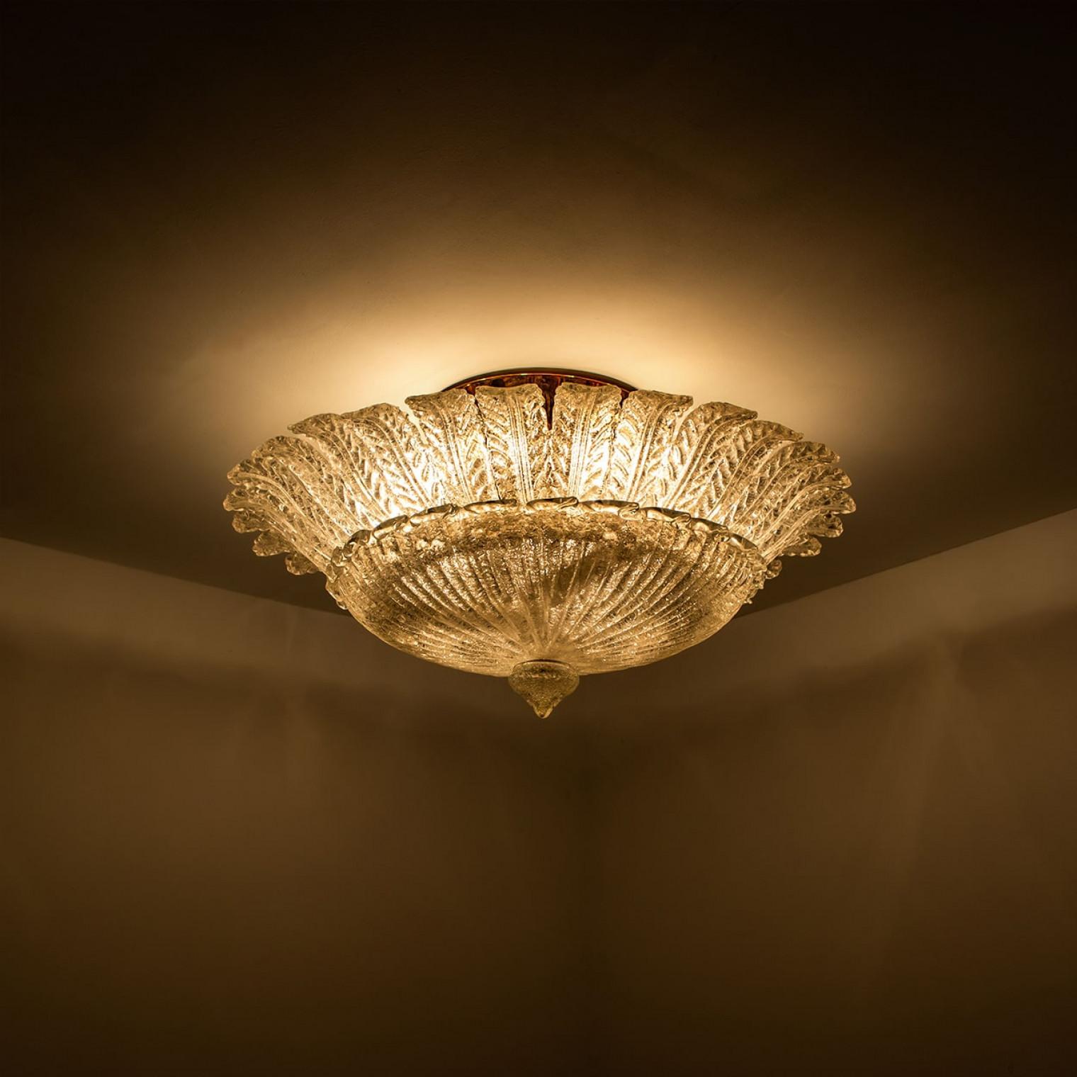 XL Murano Glass Ceiling Light in the Style of Barovier, 1970s For Sale 1