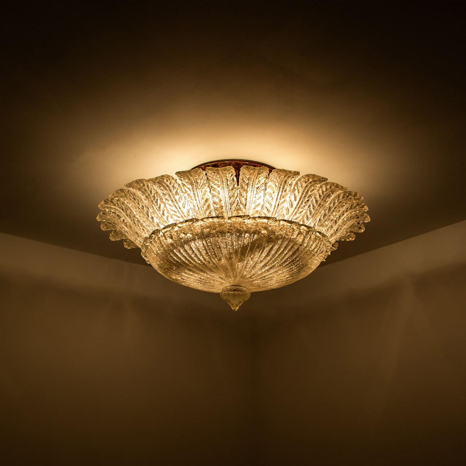 Lámpara de techo XL de cristal de Murano al estilo de Barovier, años 70 Cristal de Murano en venta