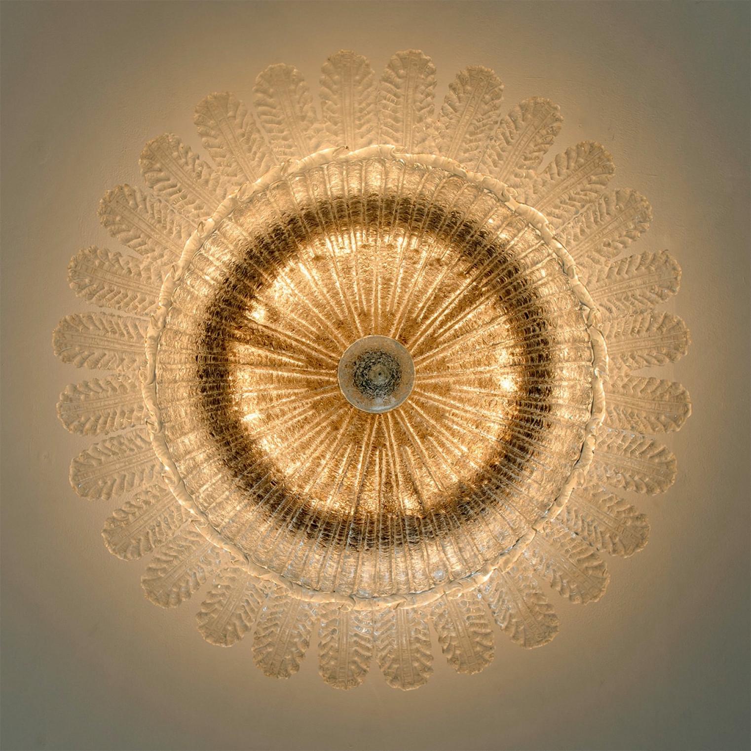 Lámpara de techo XL de cristal de Murano al estilo de Barovier, años 70 en venta 1