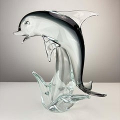 XL Murano Glass Dolphin Sculpture by Formia Vetri, Italian Studio Art Glass Fish