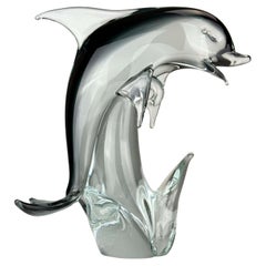 XL Murano Glass Dolphin Sculpture by Formia Vetri, Italian Studio Art Glass Fish