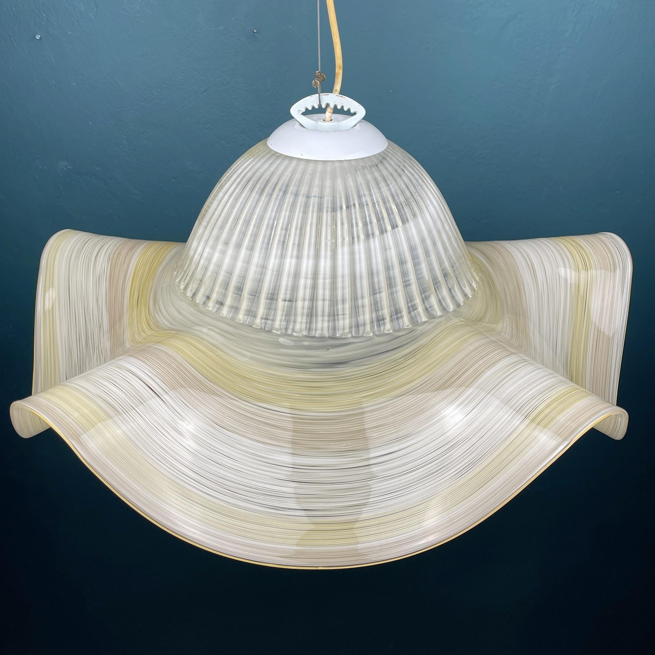 Italian XL Murano Glass Pendant Lamp Italy '70s For Sale