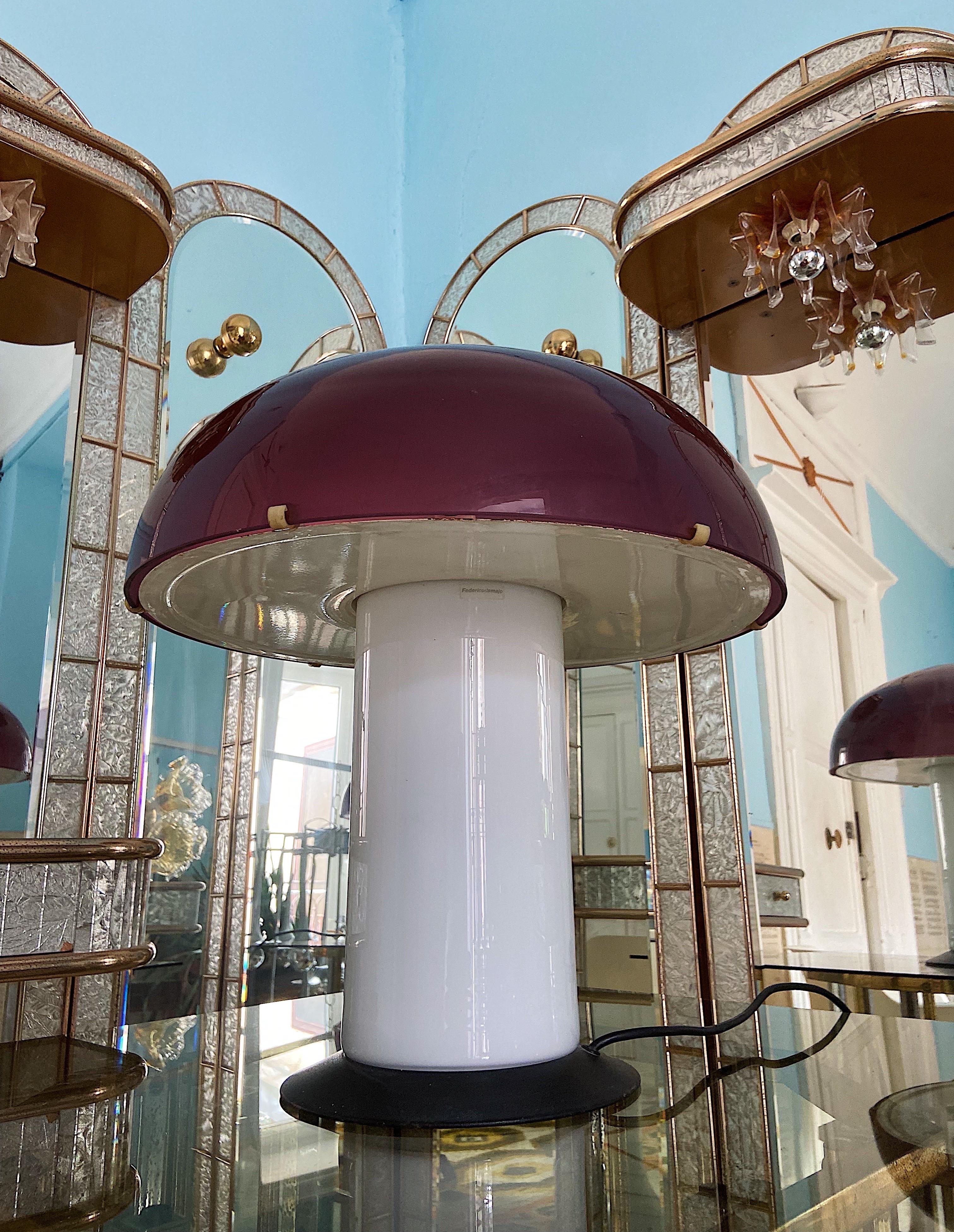 Italian Xl Murano Mushroom Table Lamp Designed by Federico De Majo