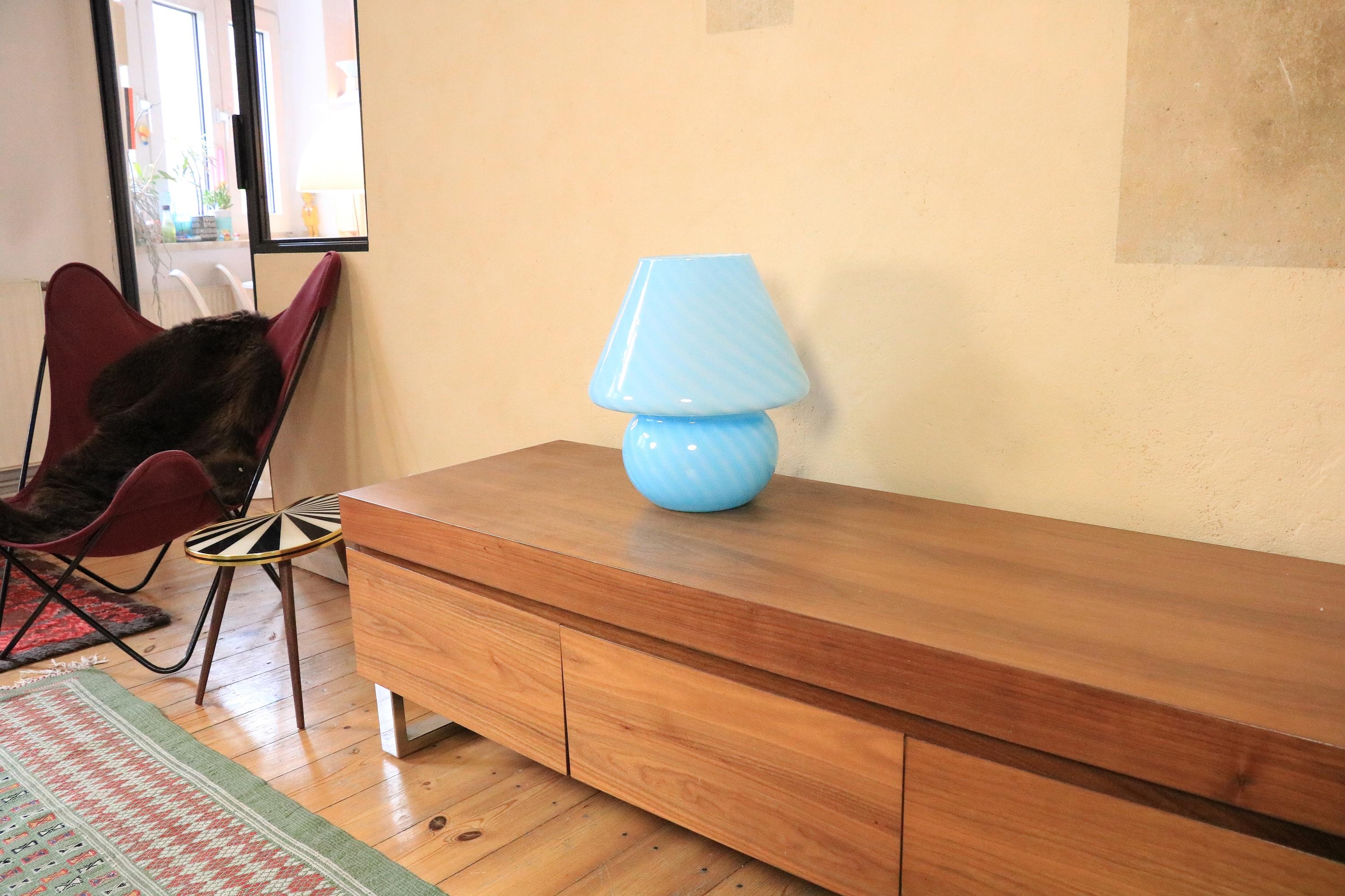 Lampe de bureau XL en forme de champignon, verre de Murano bleu, Italie, 1970 en vente 3