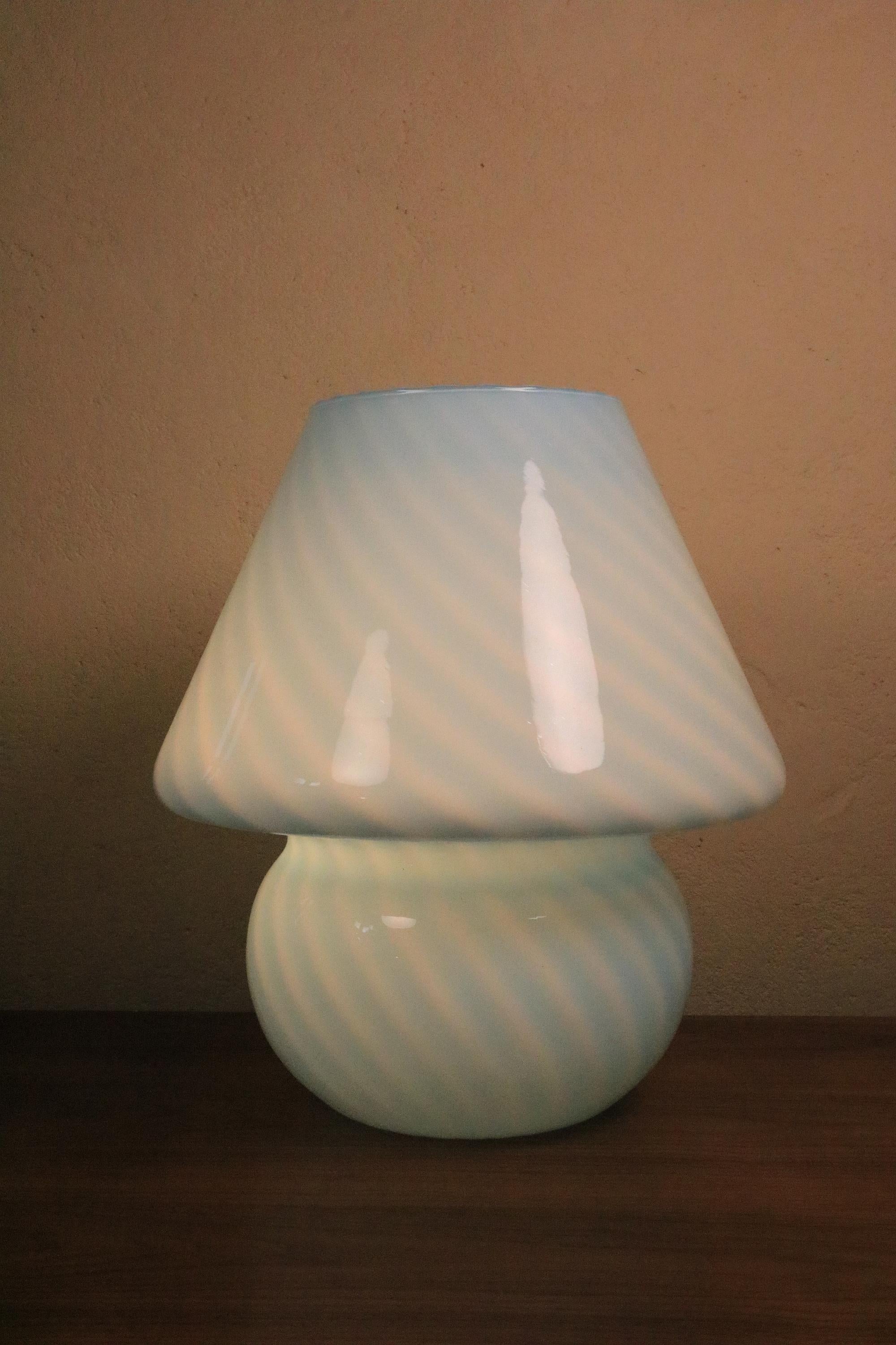 XL Mushroom Table Lamp, Blue Murano Glass, Italy, 1970s For Sale 1