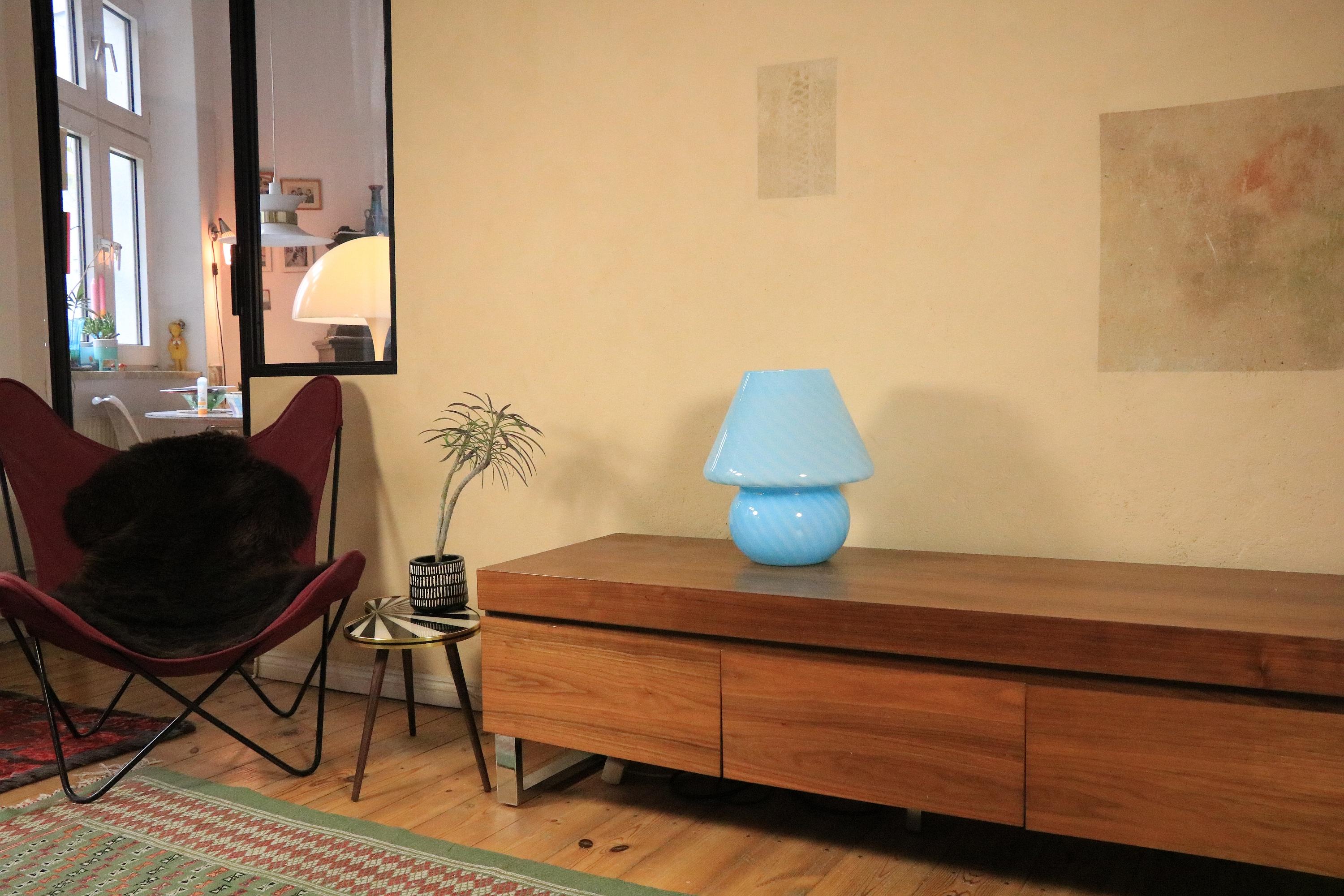 Lampe de bureau XL en forme de champignon, verre de Murano bleu, Italie, 1970 en vente 2