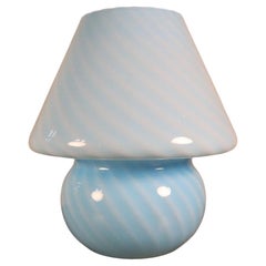 Retro XL Mushroom Table Lamp, Blue Murano Glass, Italy, 1970s