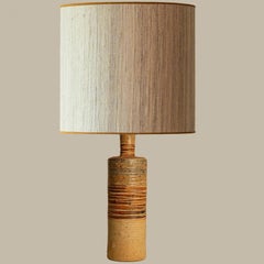 XL Neutrale Keramik-Tischlampe, natürlicher Lampenschirm von R. Houben