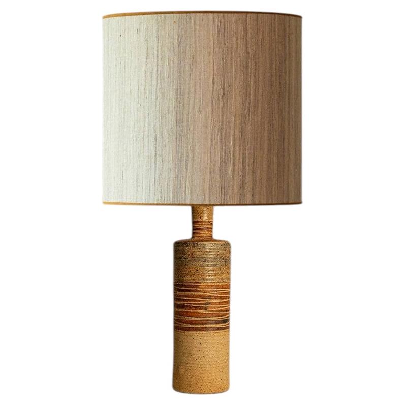 XL Neutral Ceramic Floor Table Lamp, Natural Lampshade by R. Houben