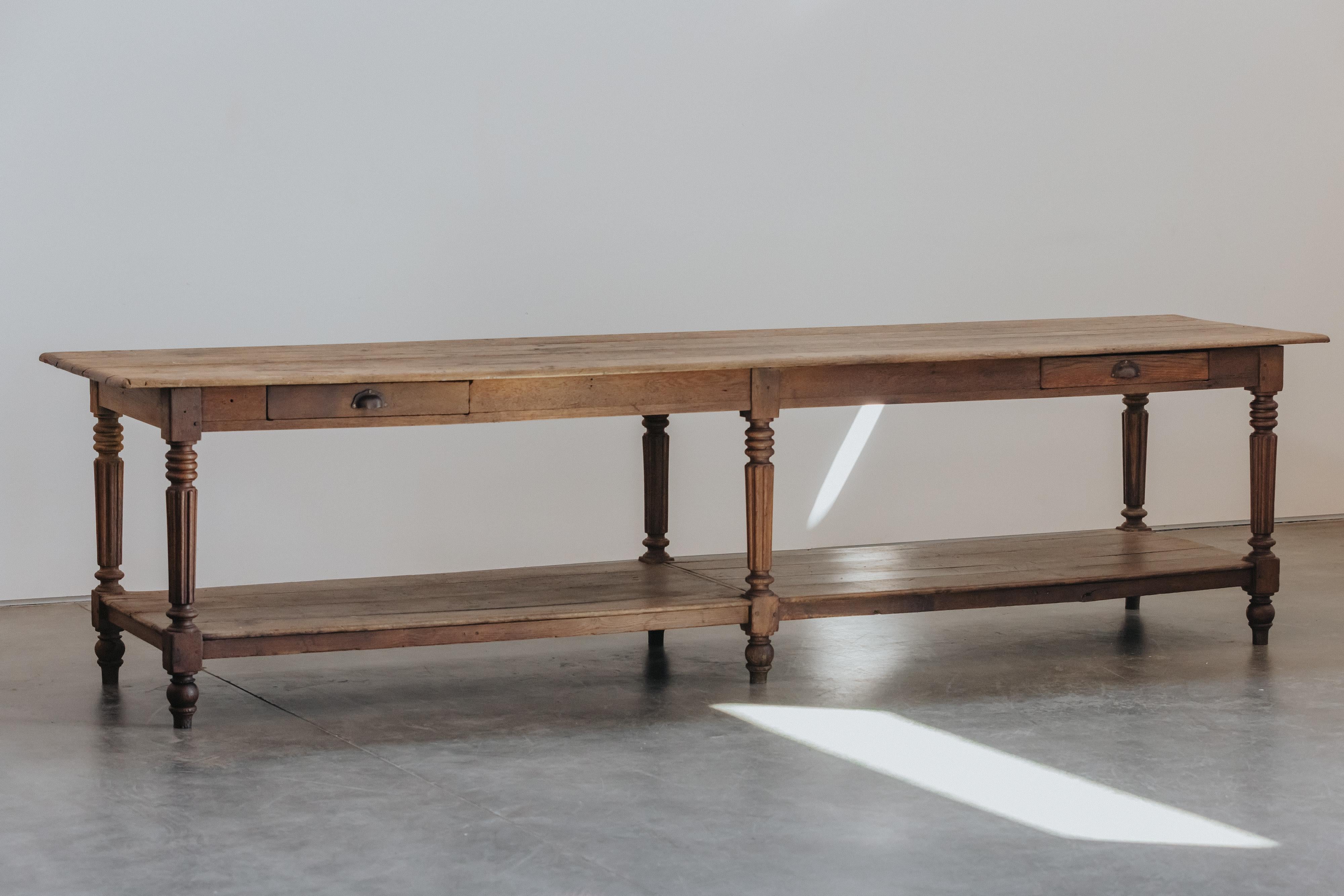 European XL Oak Draper Table From France, Circa 1880 For Sale