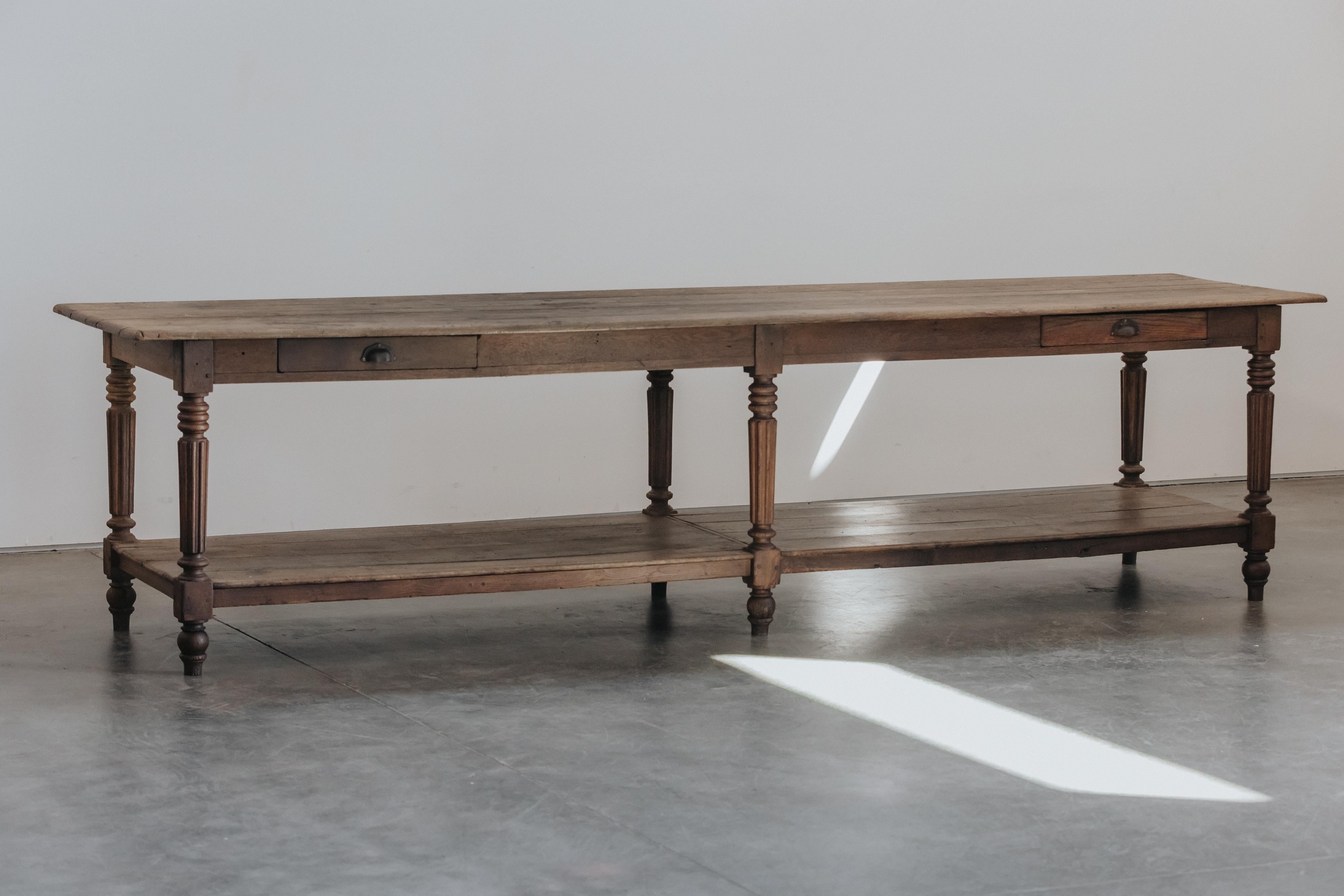 XL Oak Draper Table From France, Circa 1880 In Good Condition For Sale In Nashville, TN