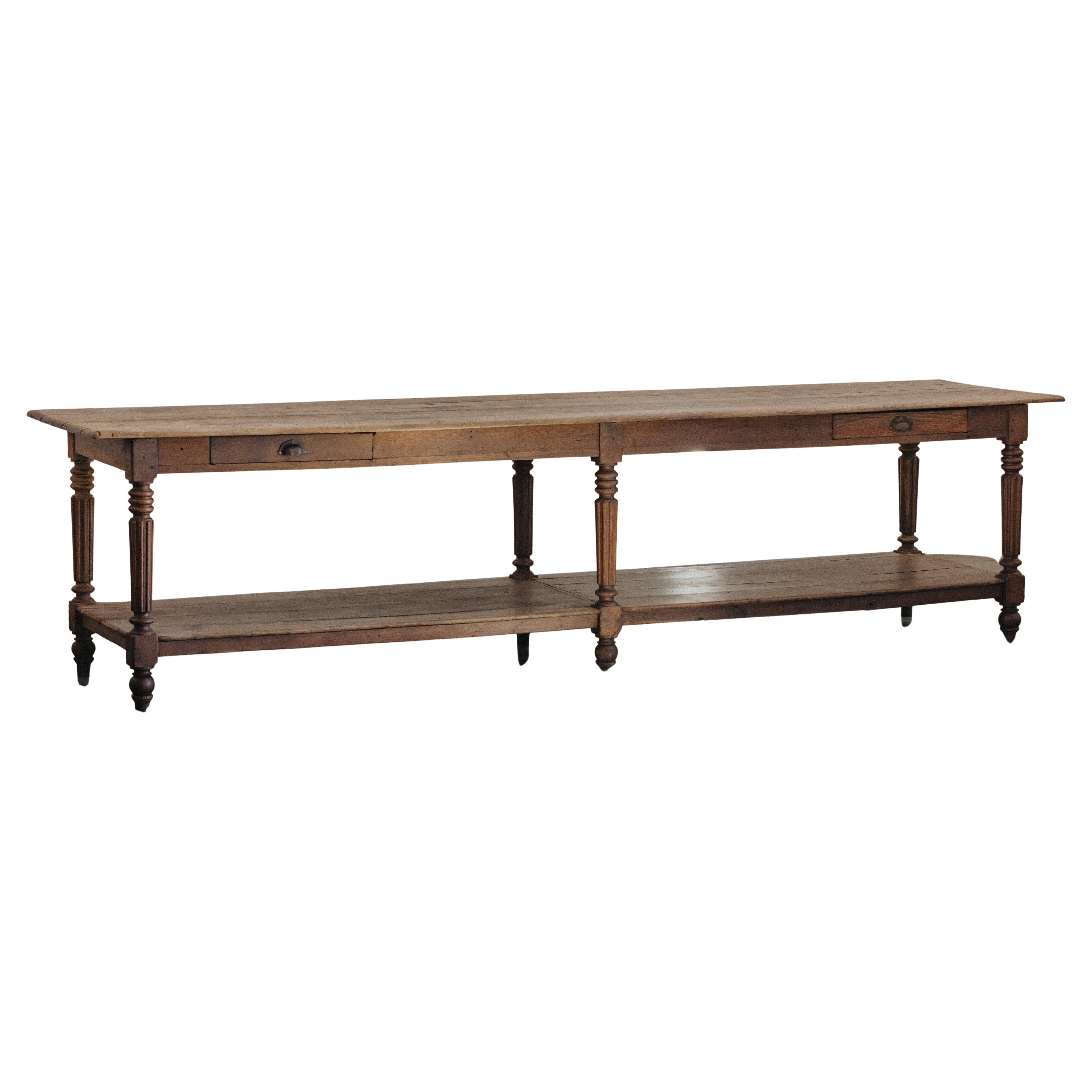 XL Oak Draper Table From France, Circa 1880