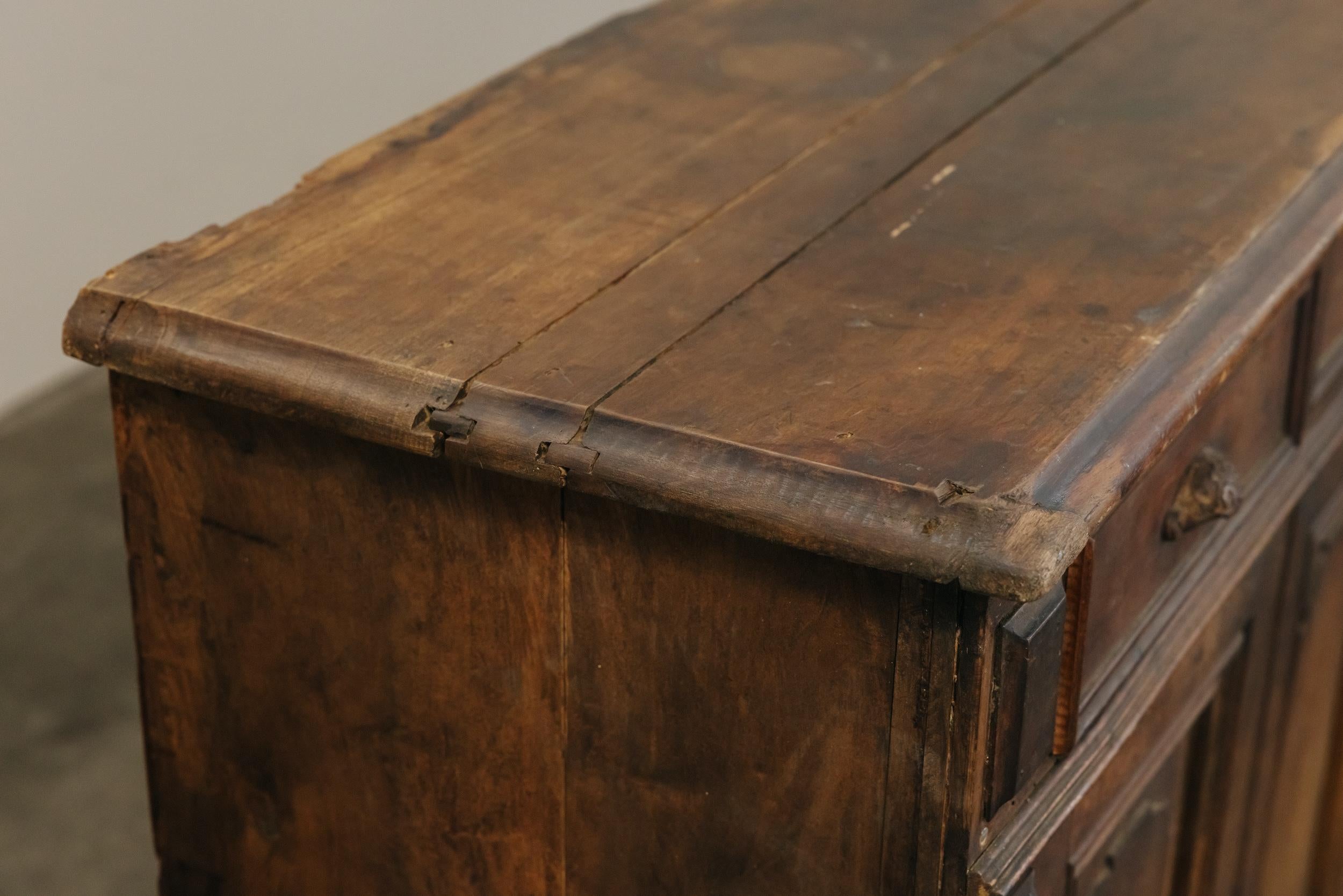 XL Oak Sideboard From France, Circa 1880.  Solid oak construction with original hardware. Excellent patina and wear.