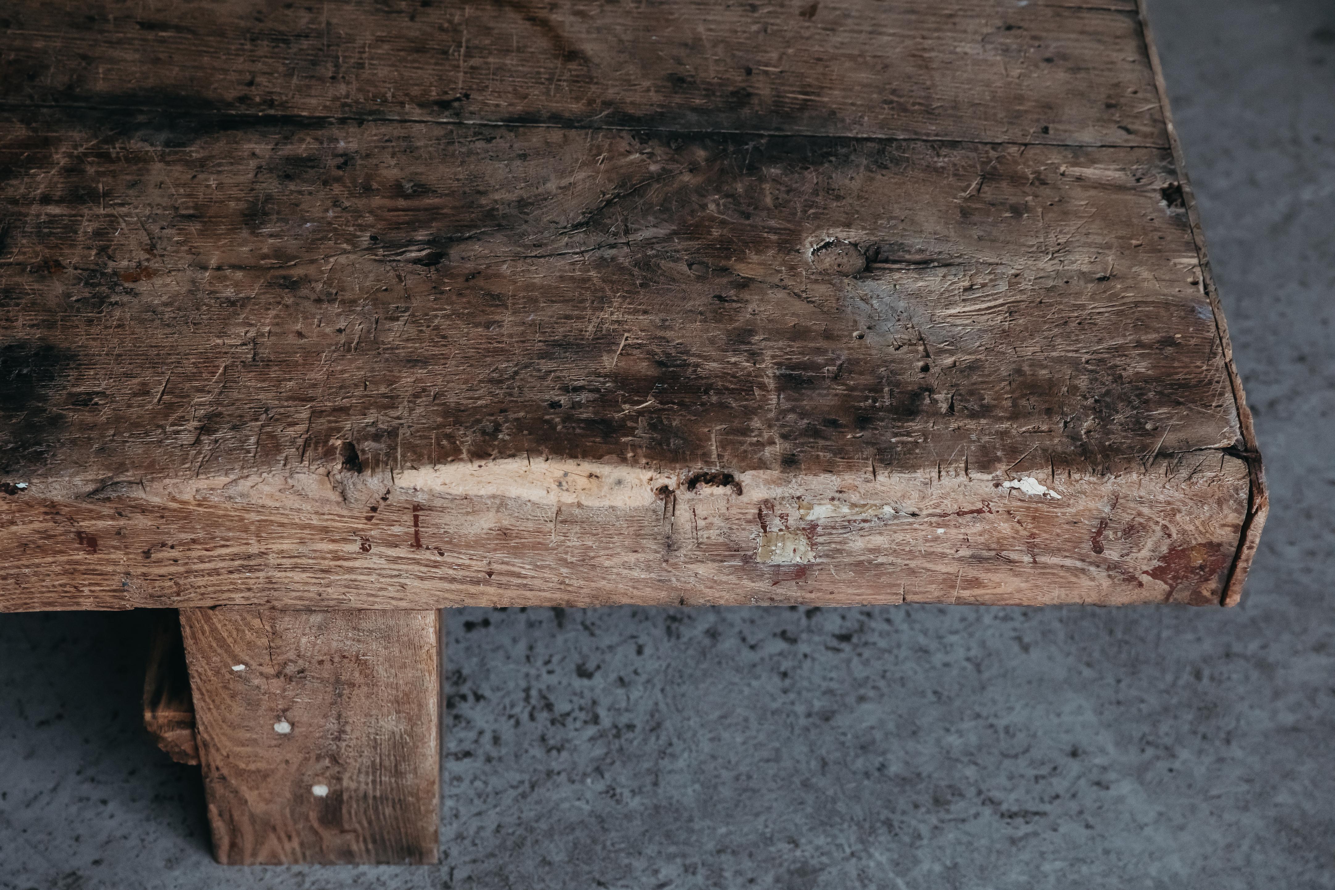 XL Oak Workbench Coffee Table from France, circa 1940 1