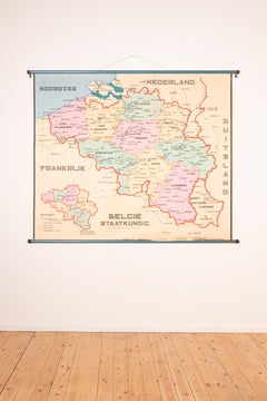 XL Old School Map of Belgium 'Printed by Procure', 1950s