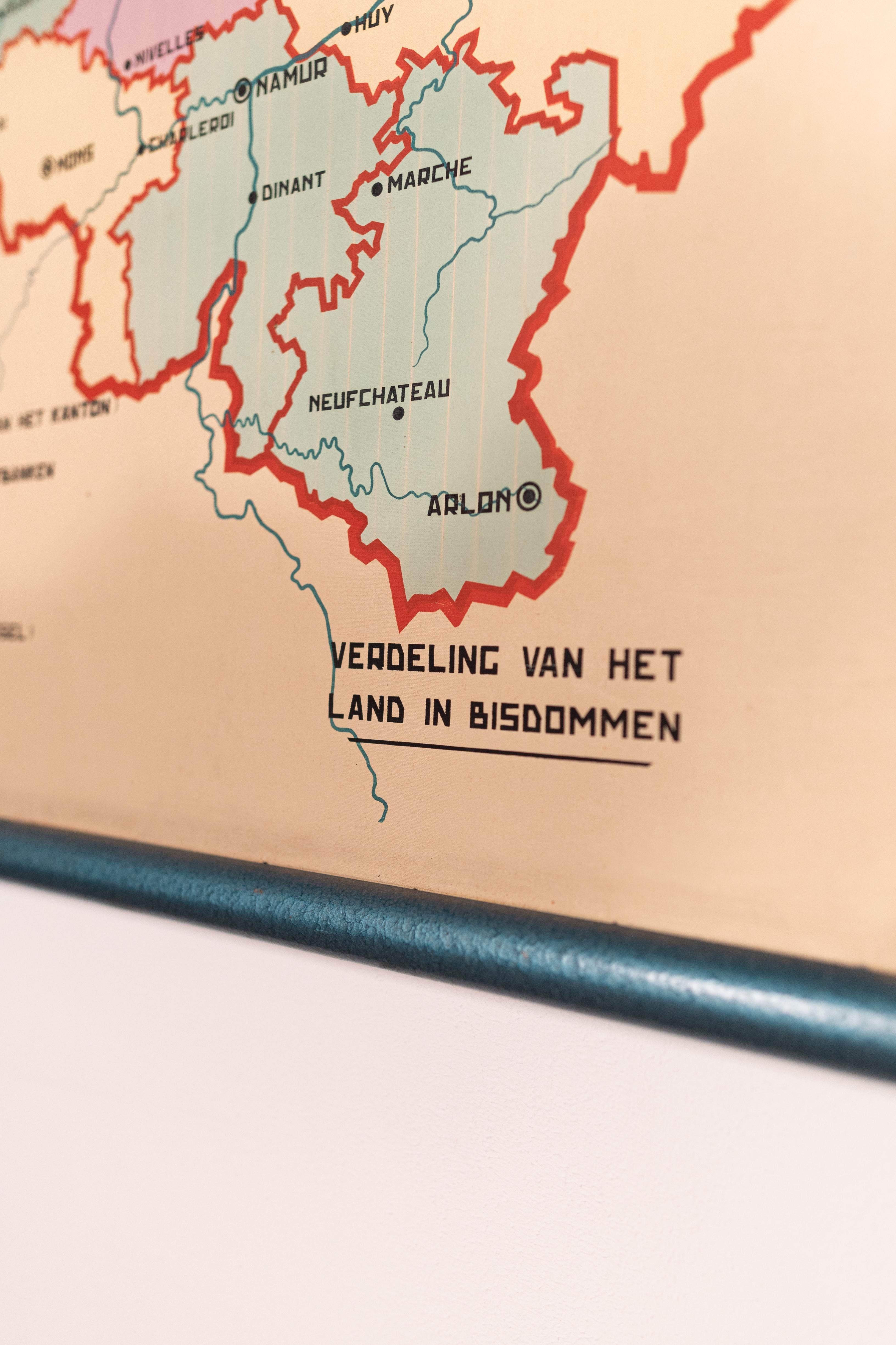 Mid-20th Century XL Old School Map of Belgium 'Printed by Procure', 1950s For Sale