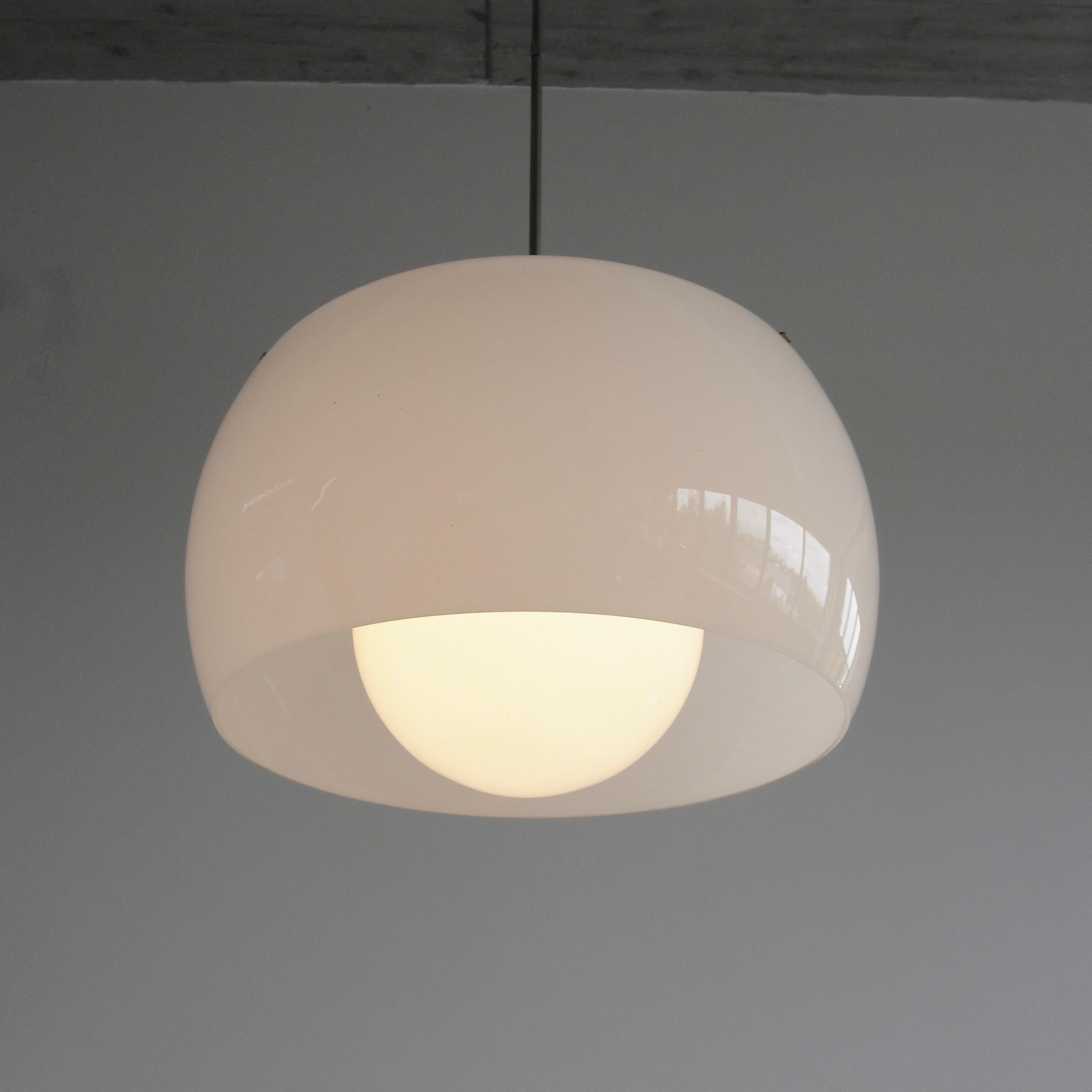 Glass XL Omega Hanging Lamp by Vico Magistretti, 1962