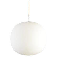 XL Opaline Glass Globe Pendant Light By Glashütte Limburg