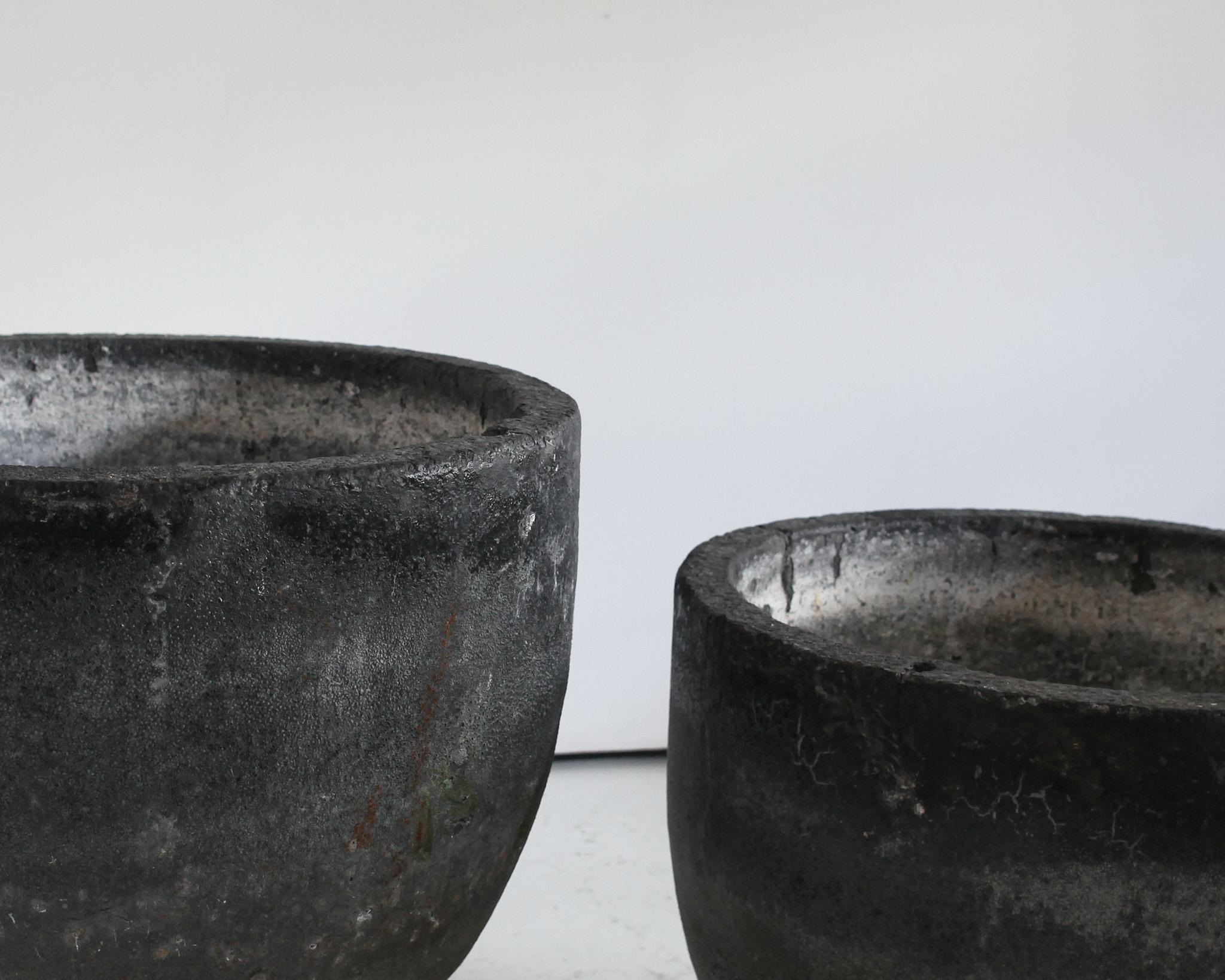Portuguese XL Pair Of Patinated Early 20Th C. Wabi Sabi Vessels/Planters
