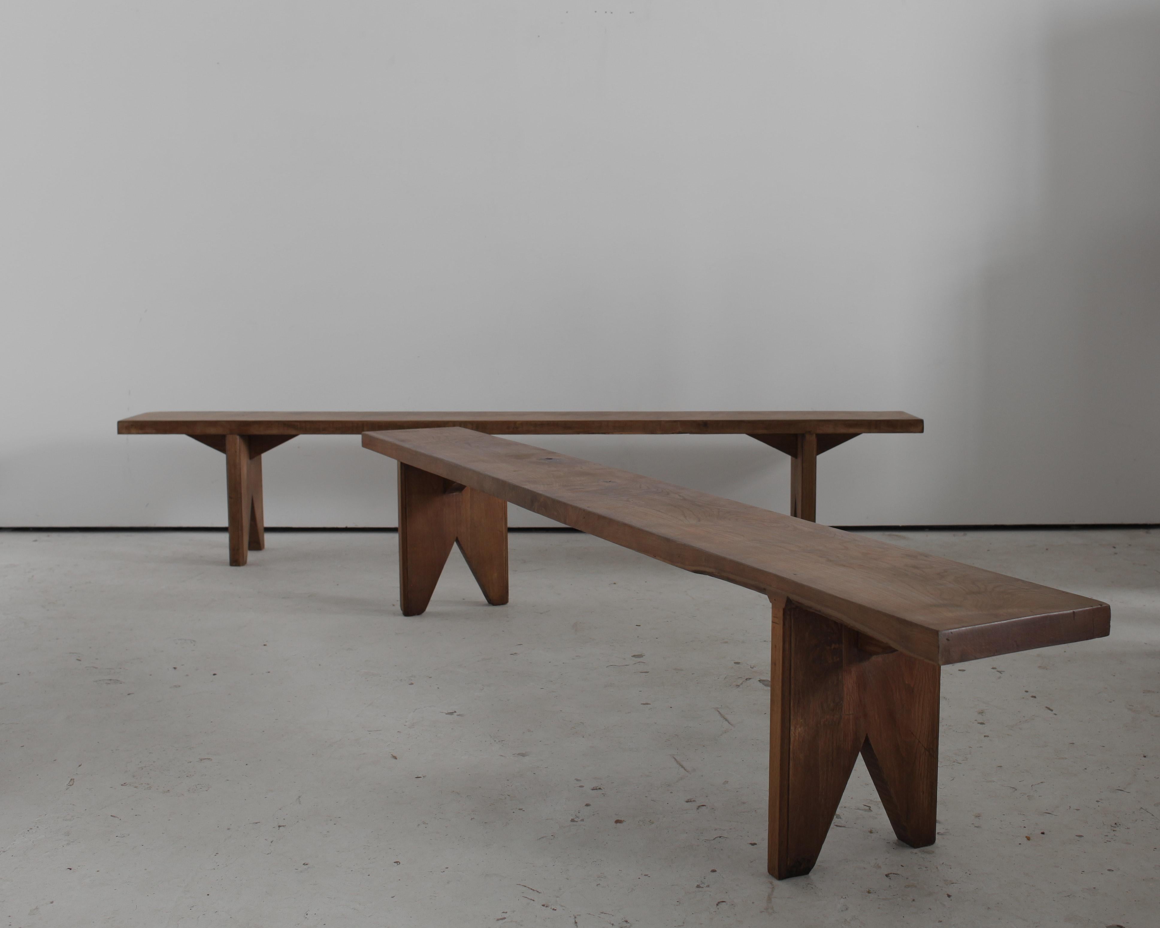 XL Pair Of Primitive Portuguese Elm Benches In Good Condition In London, GB