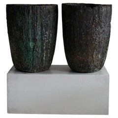 XL Pair Of Primitive Wabi Sabi C.1930S Spanish Stone Vessels