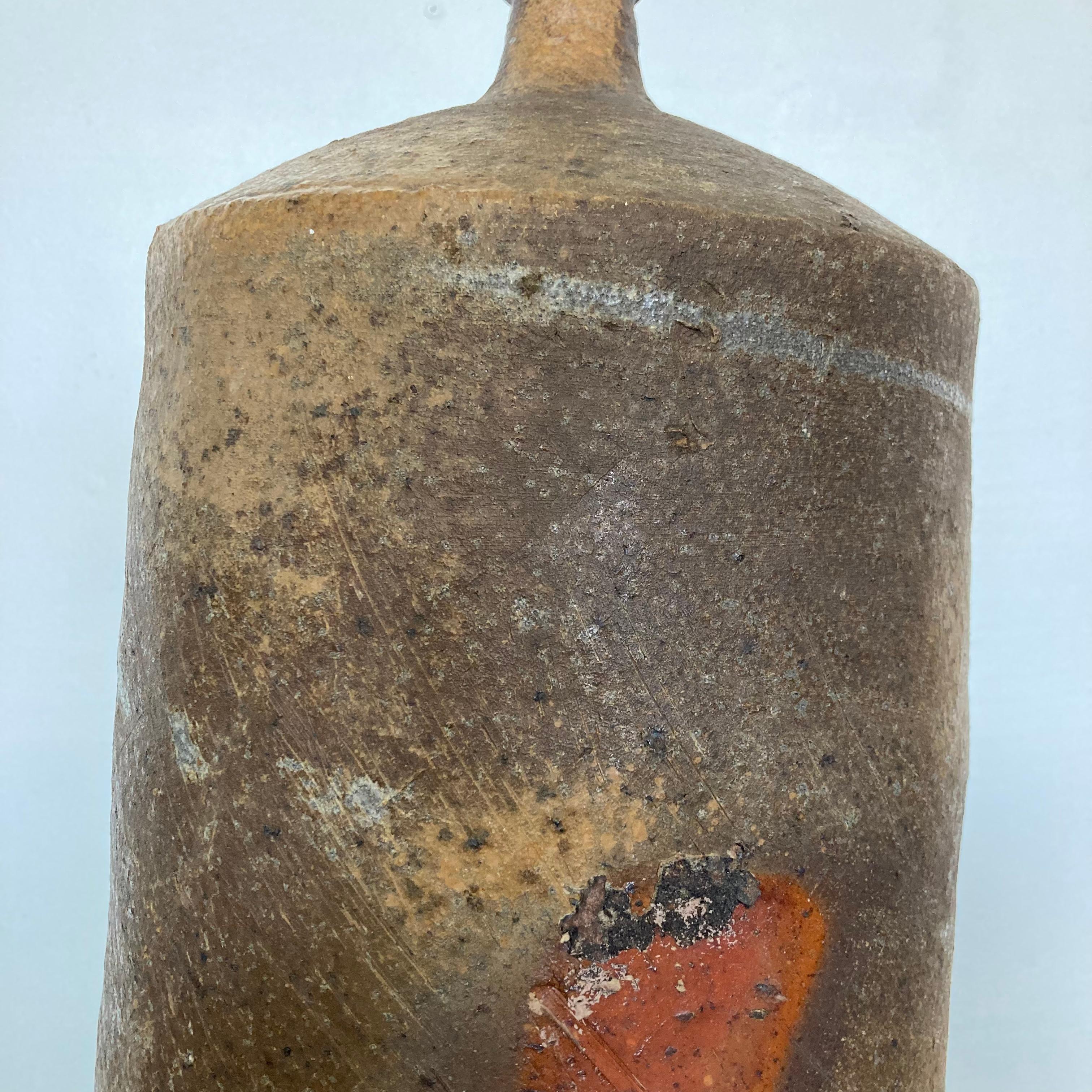XL Partially Glazed Stoneware Lamp from the Puisaye Region in France 7