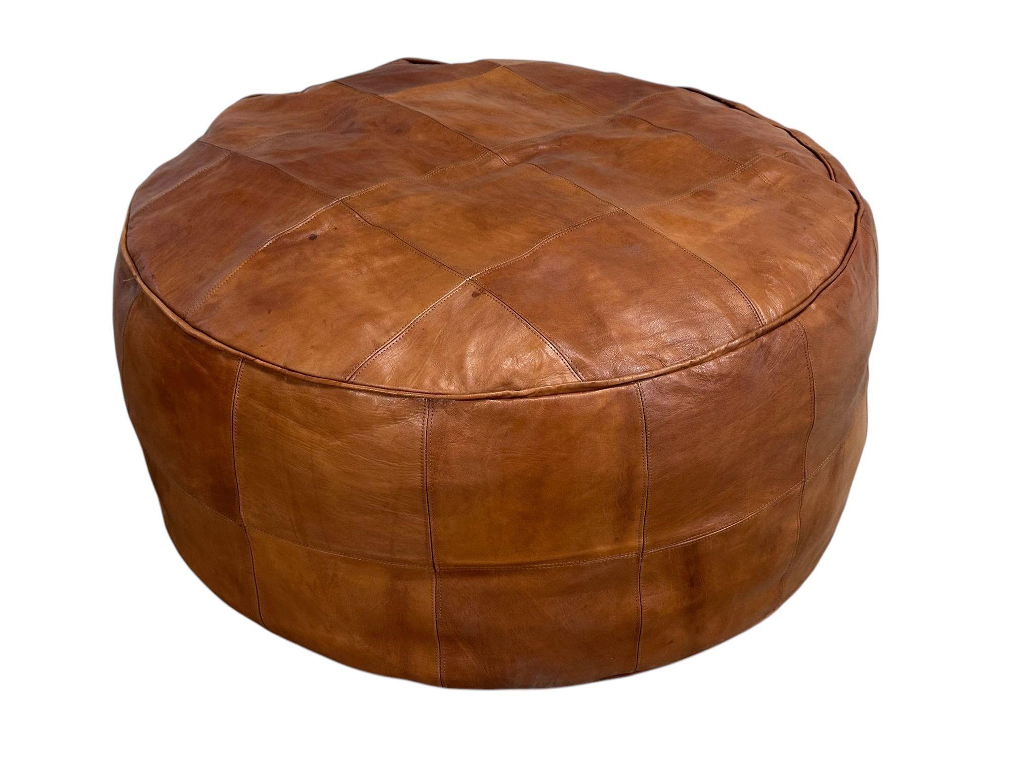 Américain Pouf/ottoman XL en cuir patchwork style De Sede, 1980 en vente