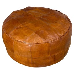 XL Patchwork Leather Pouf/Ottoman Style De Sede, 1980