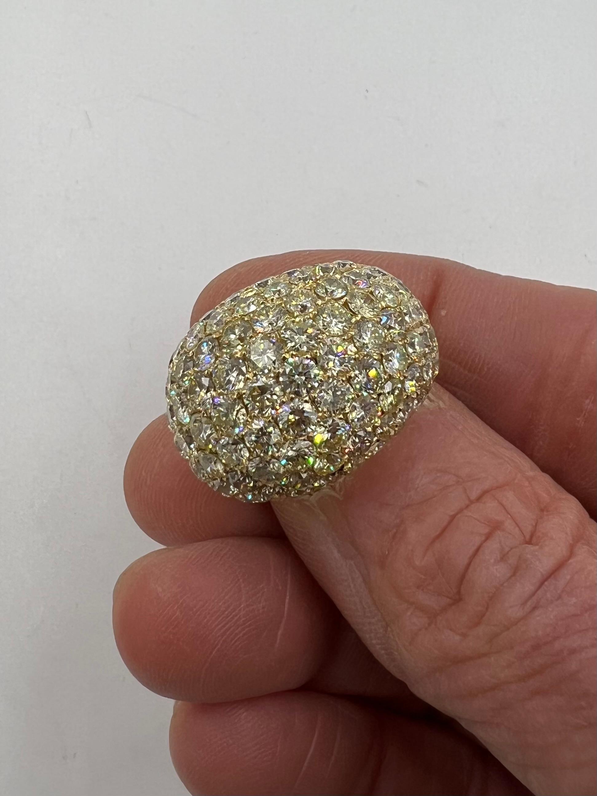 XL Pave Diamond 18k Yellow Gold Dome Ring For Sale 5
