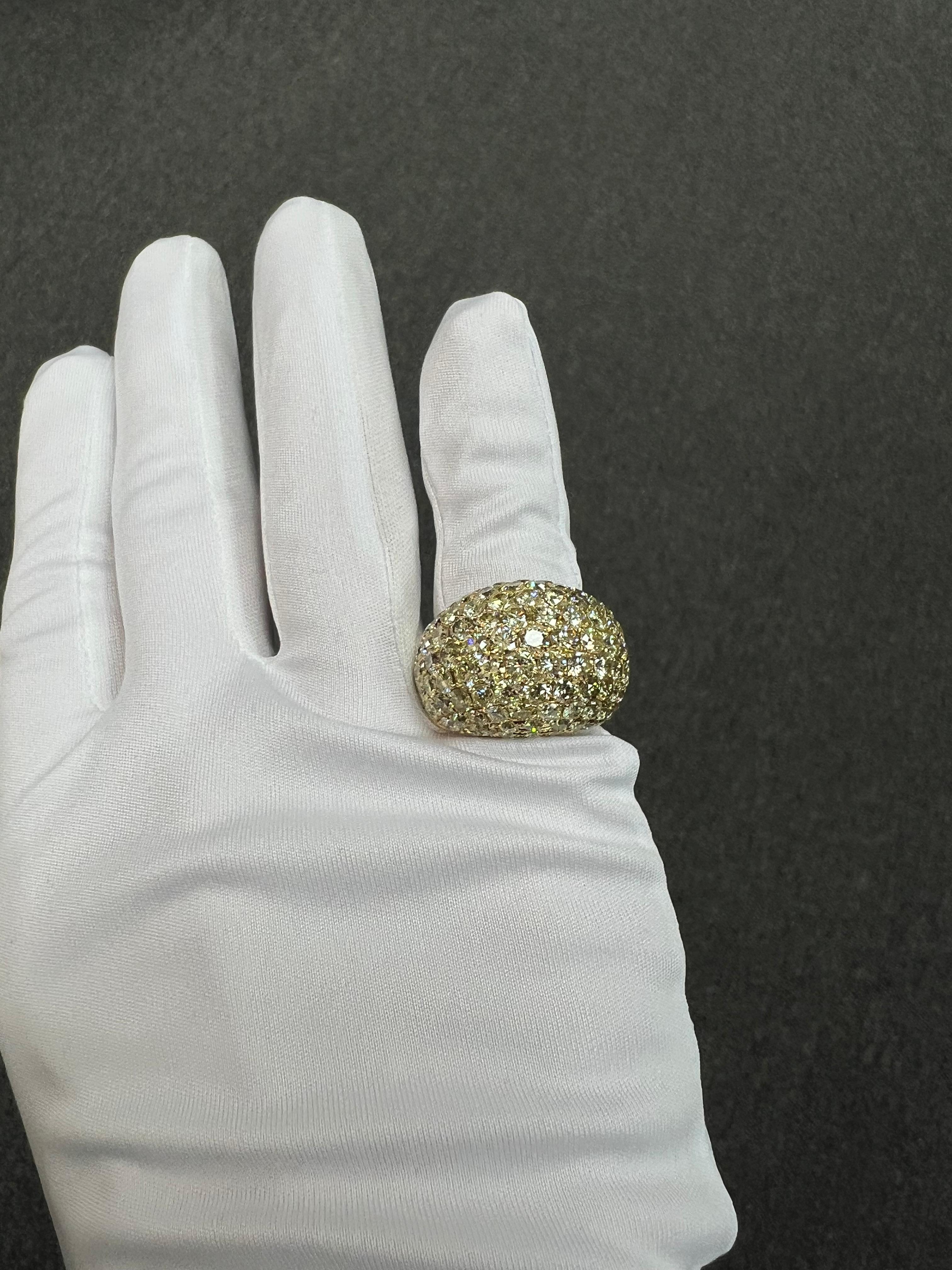 Extra Large Pave Diamond 18k yellow gold dome ring, ca' 2000.

The 