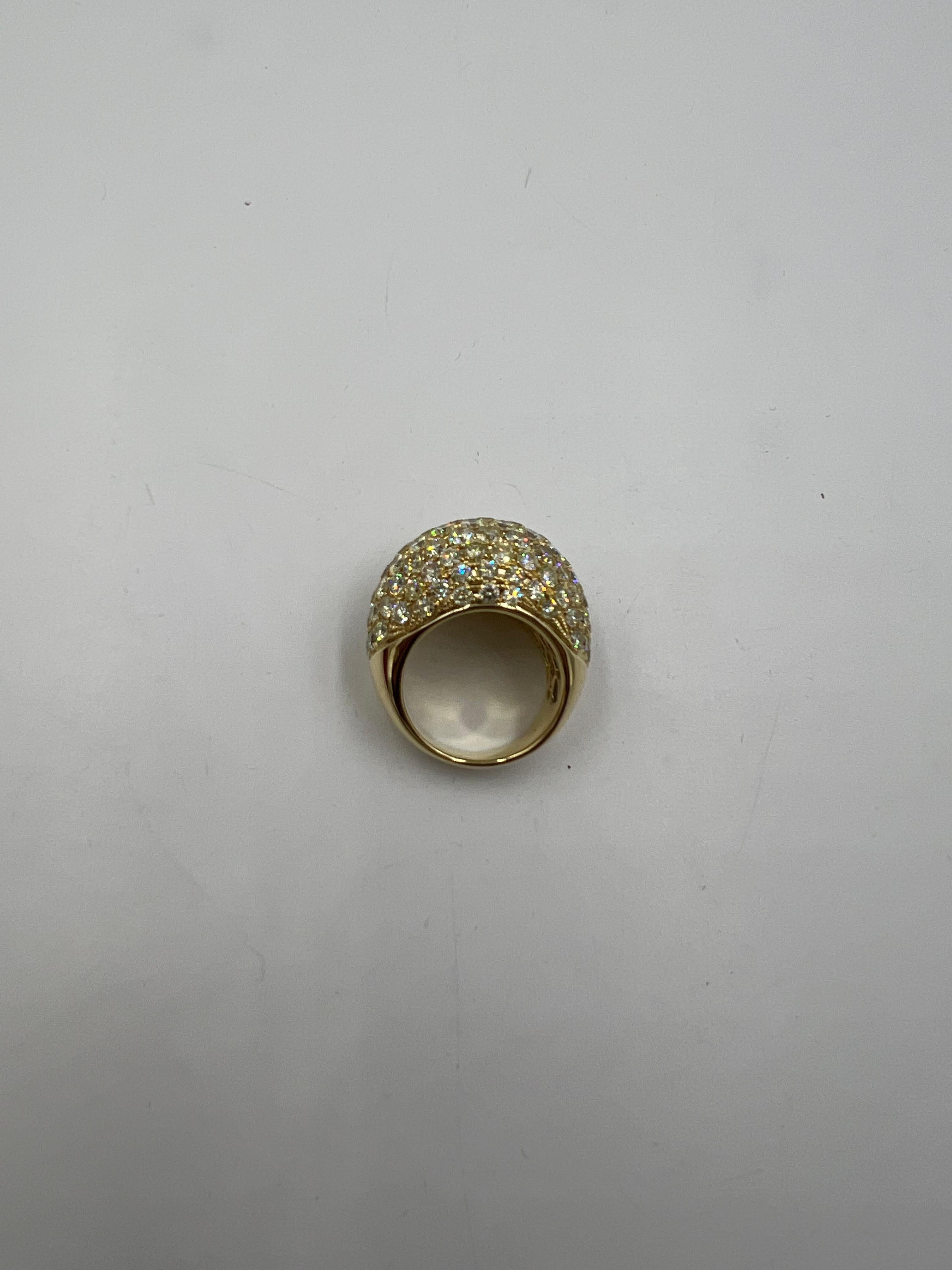 XL Pave Diamond 18k Yellow Gold Dome Ring For Sale 3
