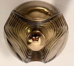 XL Peill and Putzler Wave Smoked Flush Ceiling Lamp Mid Century 1960s Chandelier