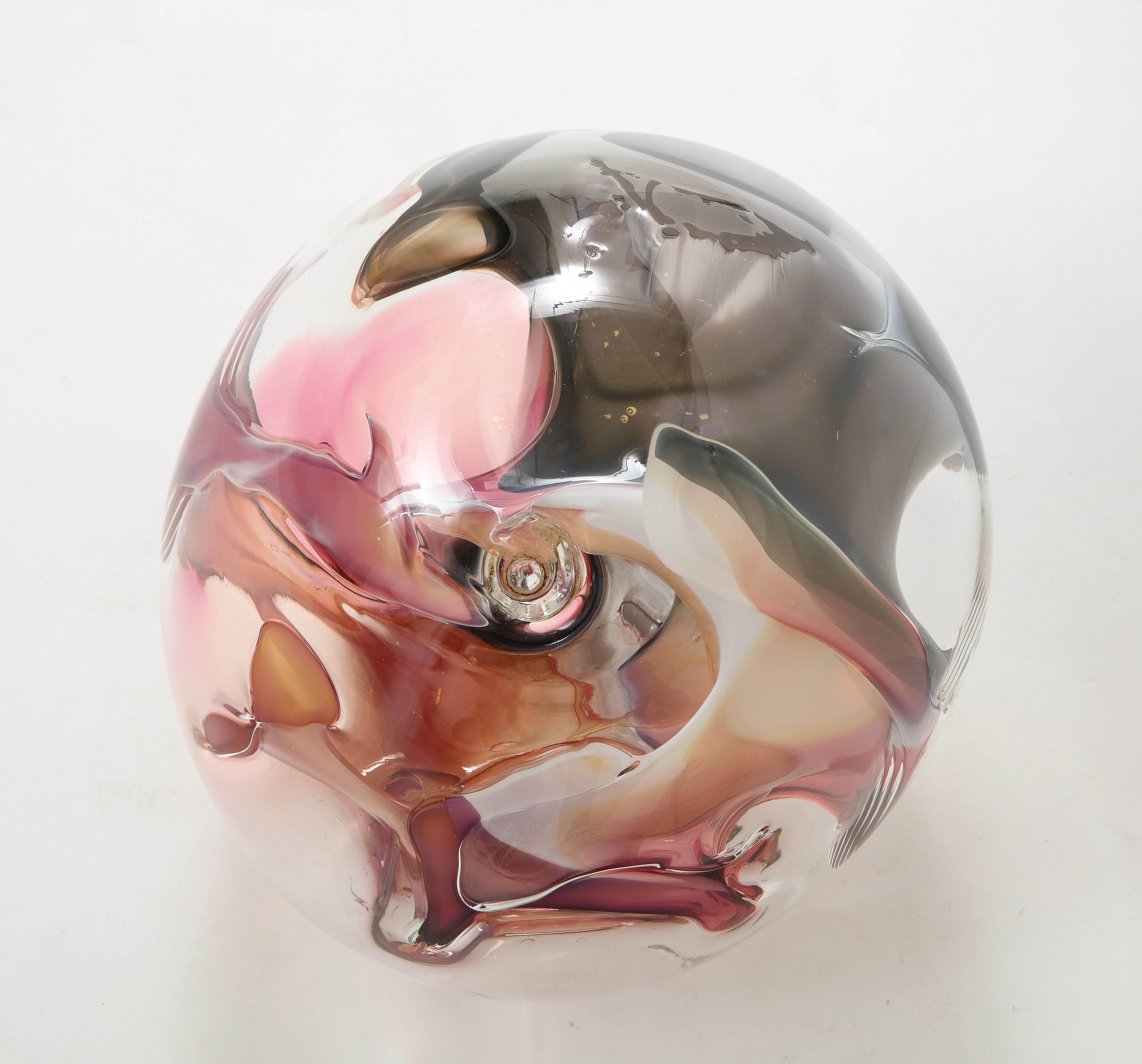 Blown Glass Extra Large Peter Bramhall Glas Orb Sculpture