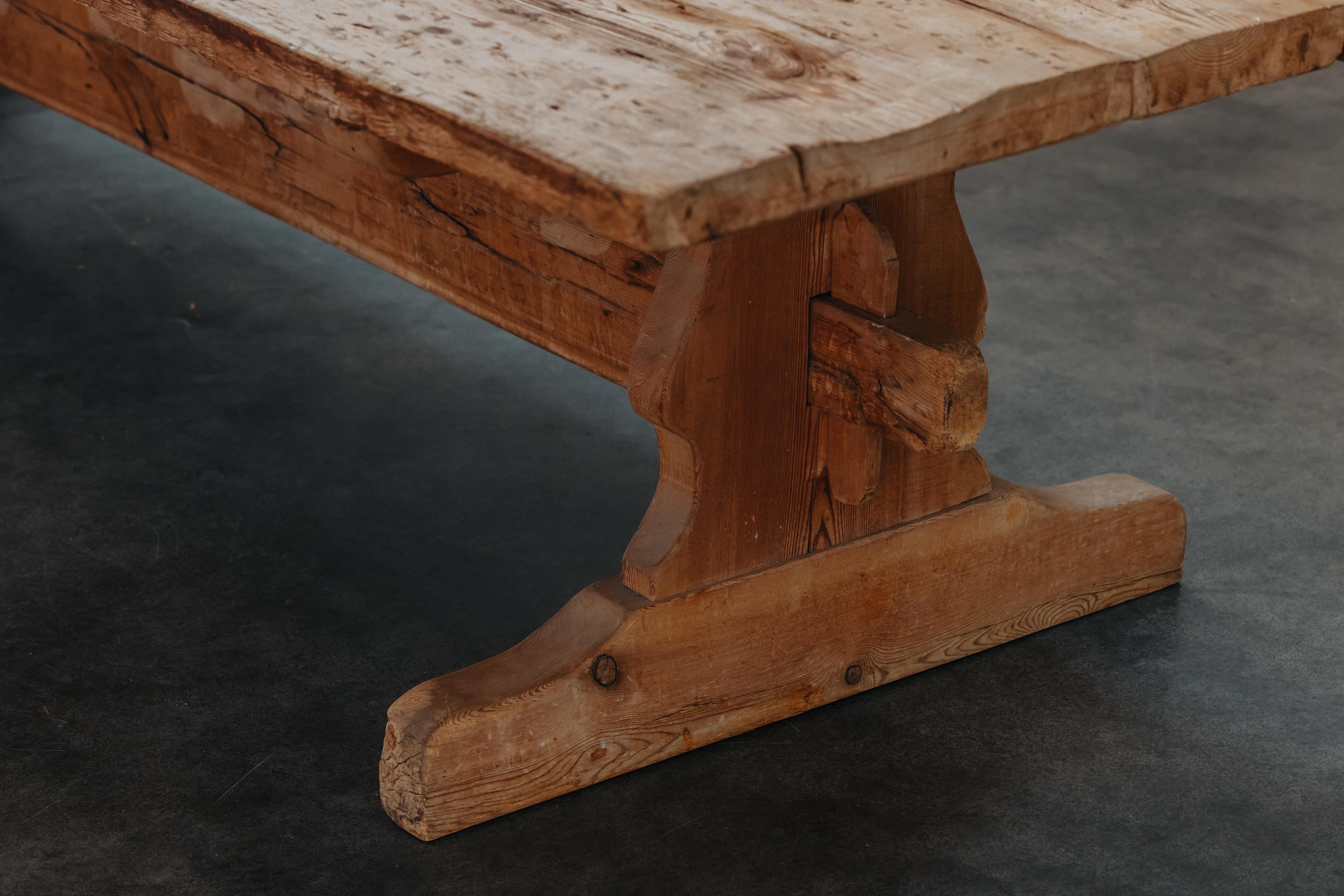 XL Pine Bockbord Dining Table From Sweden, Circa 1780 In Good Condition In Nashville, TN