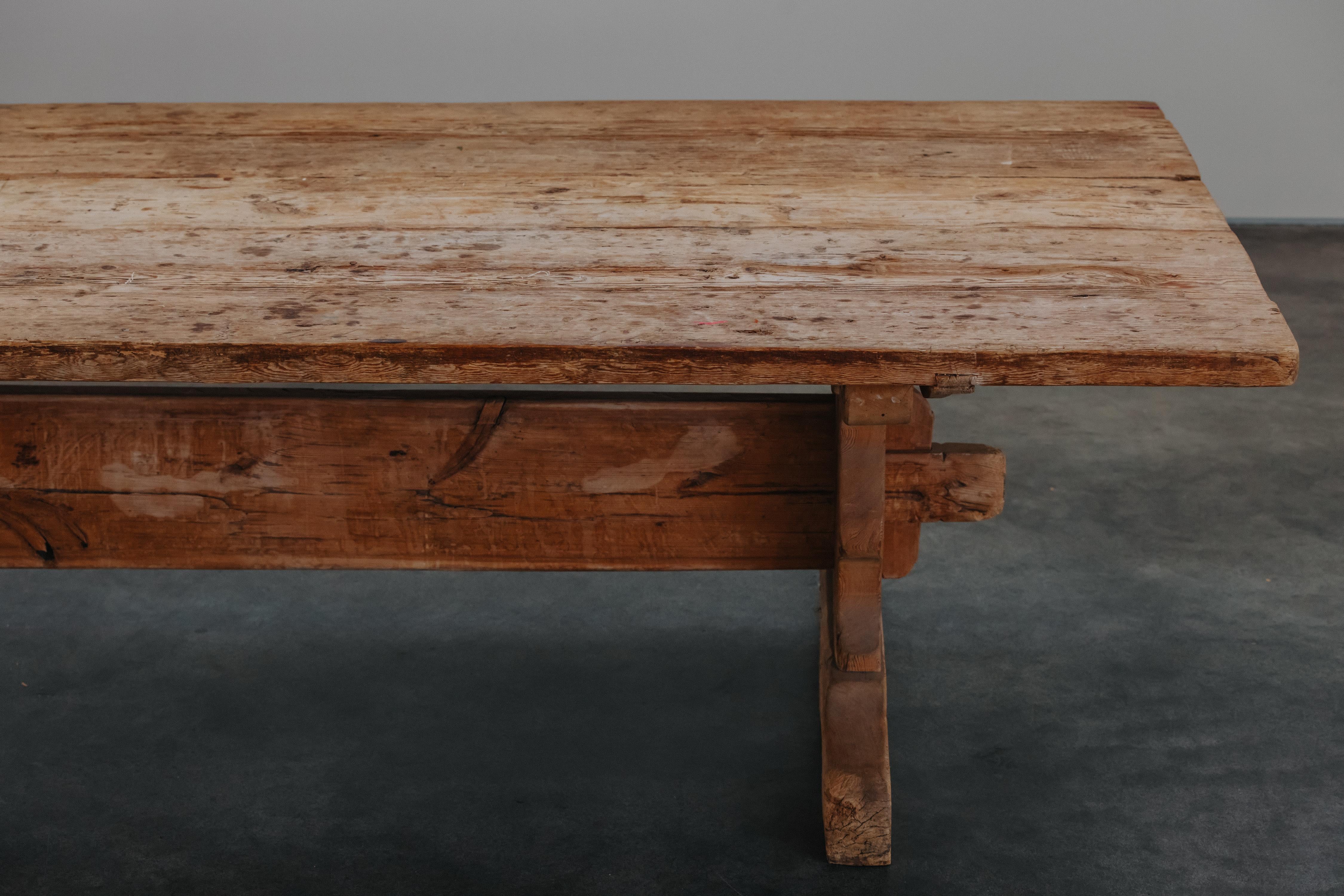 XL Pine Bockbord Dining Table From Sweden, Circa 1780 1