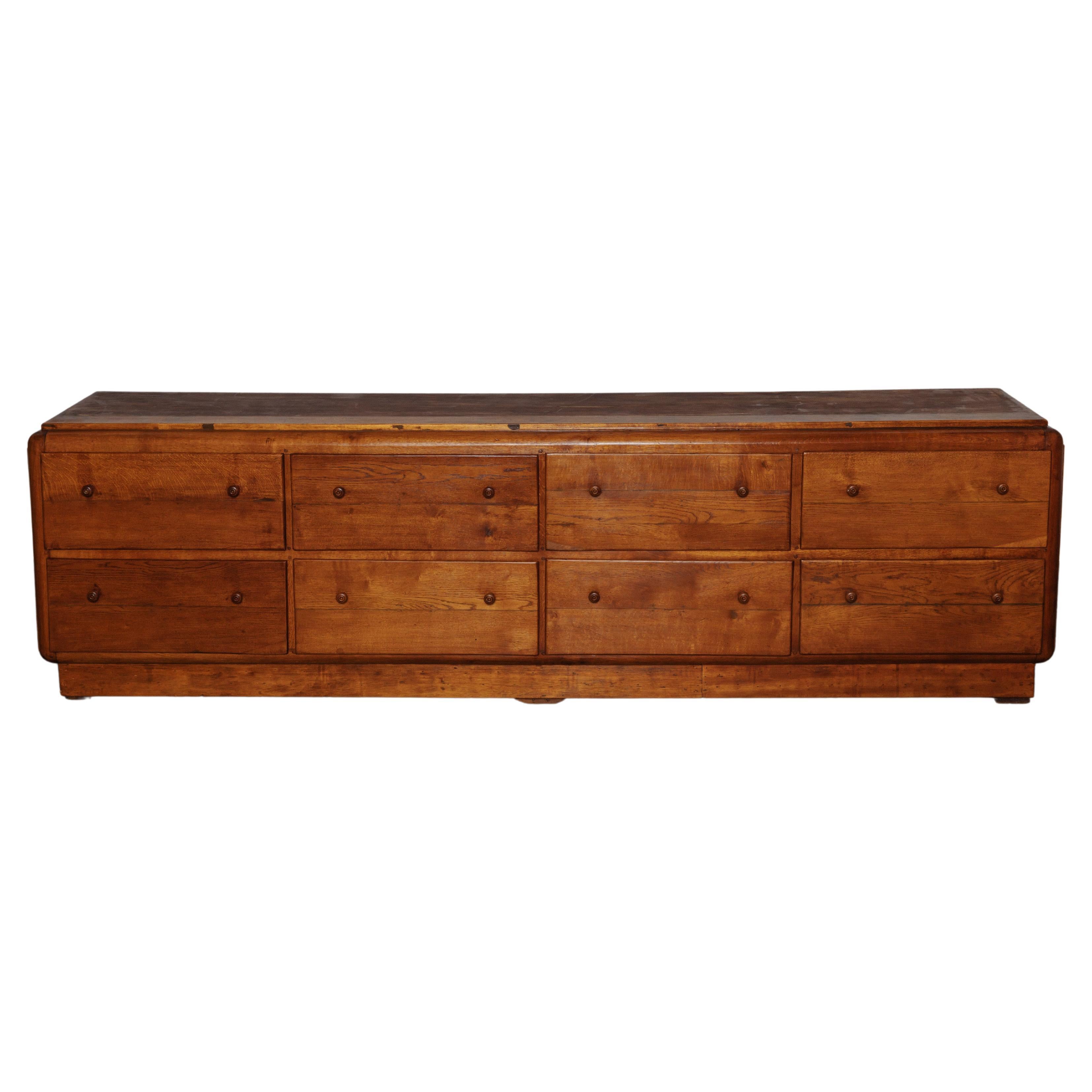 XL Pine Haberdashery Cabinet From France, Circa 1940 For Sale