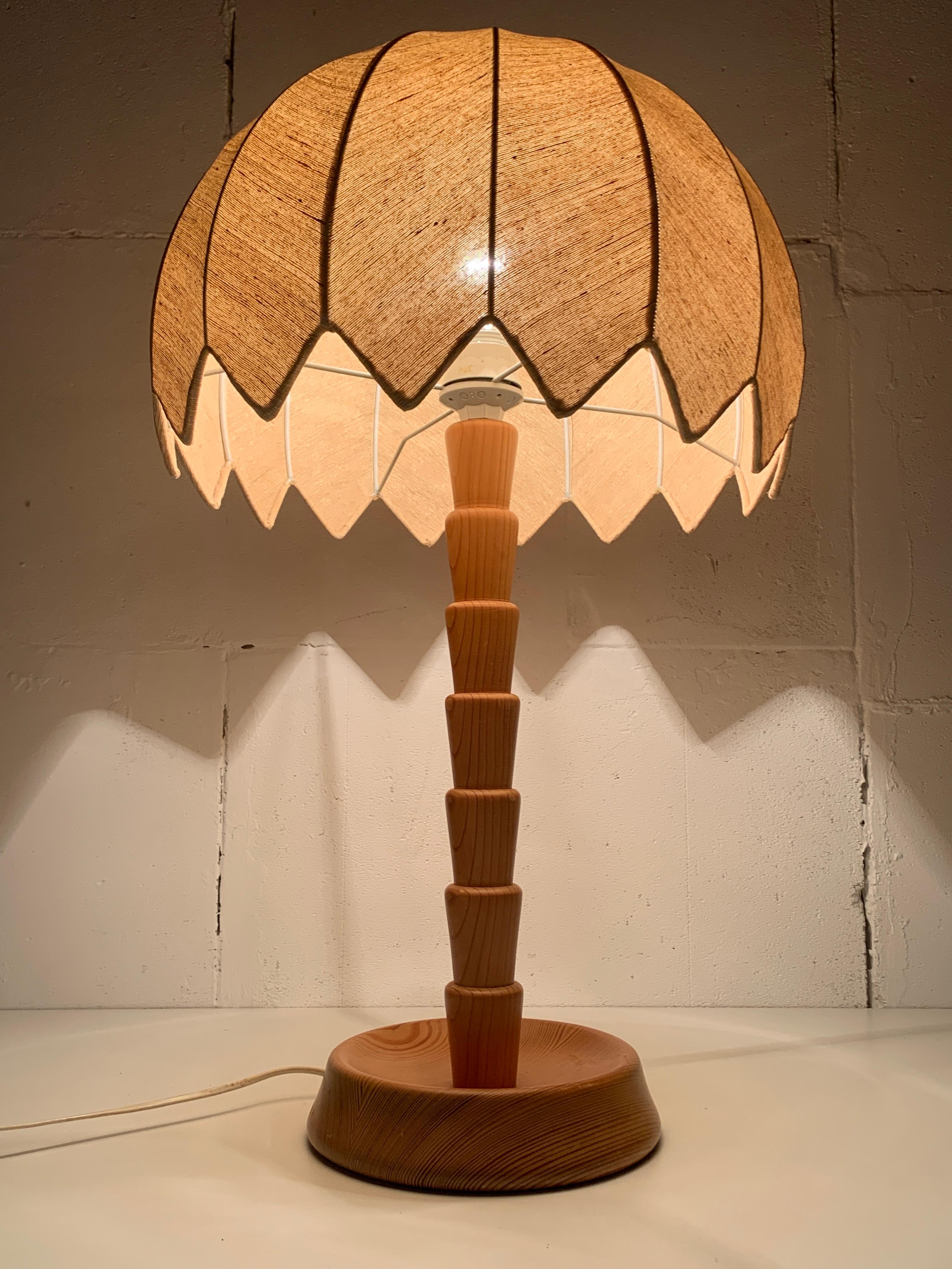 Lampada a fungo da tavolo XL in legno di pino di Temde Switzerland, anni '70 in vendita 3