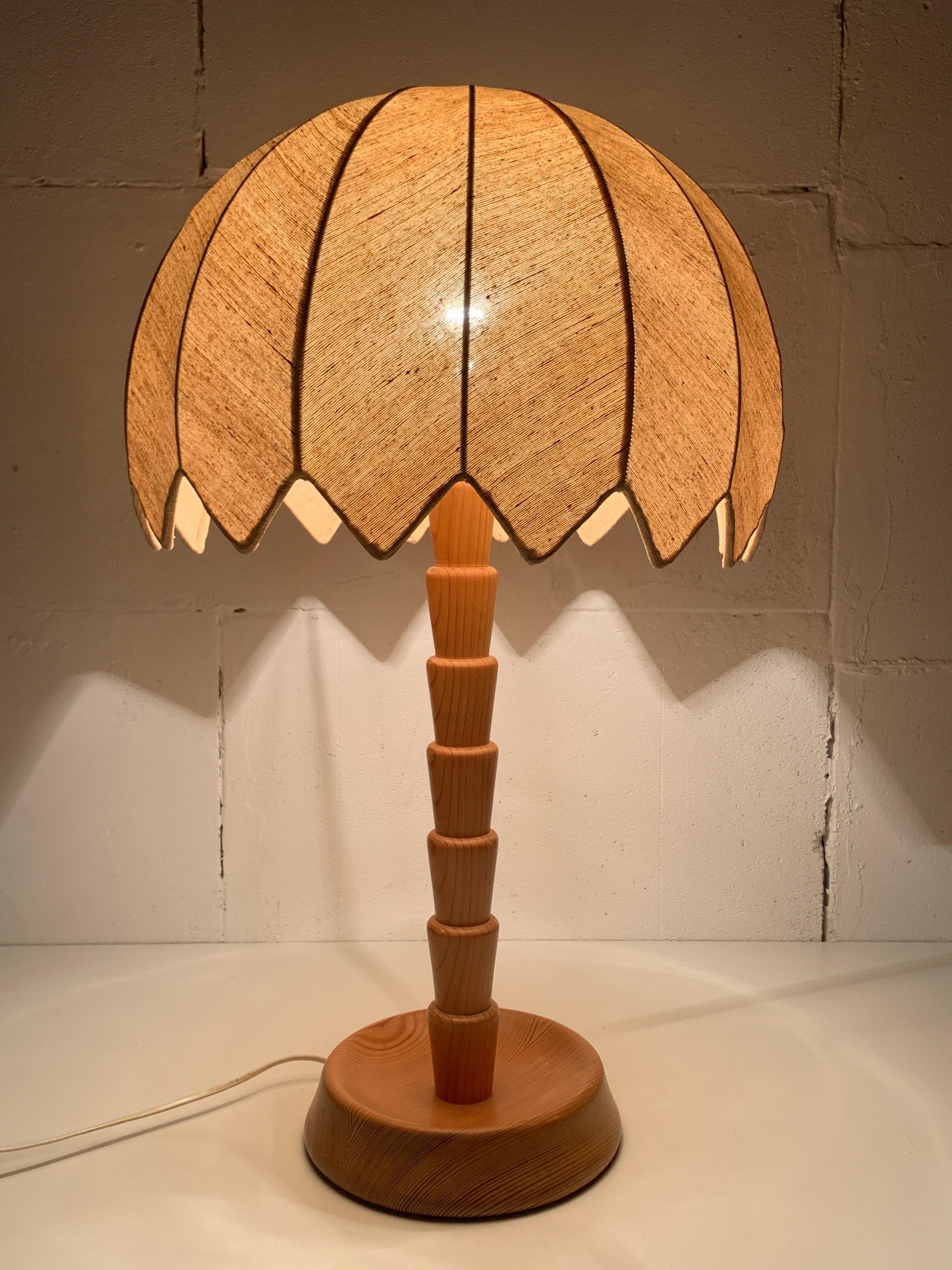 Lampada a fungo da tavolo XL in legno di pino di Temde Switzerland, anni '70 in vendita 4
