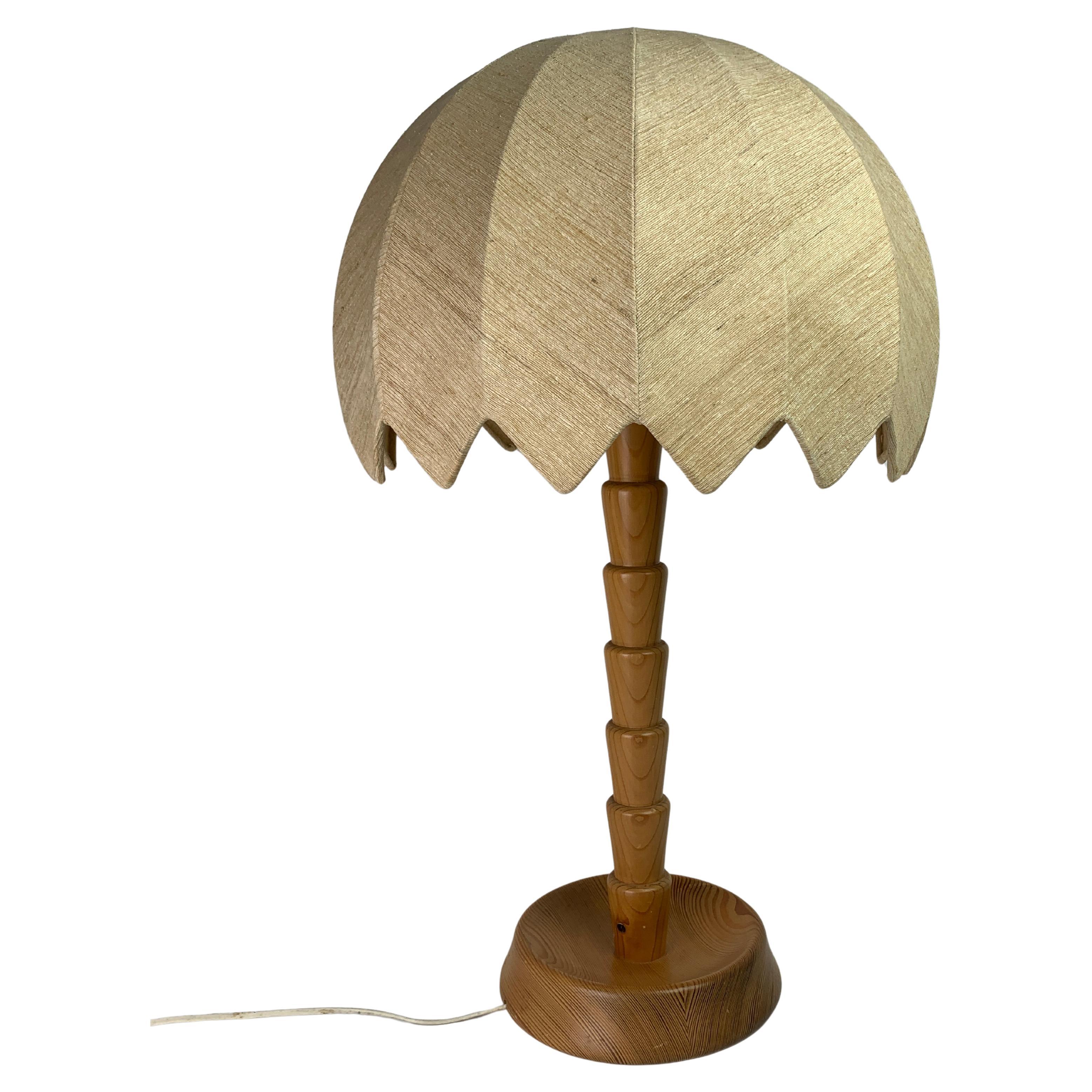Lampada a fungo da tavolo XL in legno di pino di Temde Switzerland, anni '70 in vendita