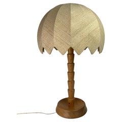 Lampada a fungo da tavolo XL in legno di pino di Temde Switzerland, anni '70