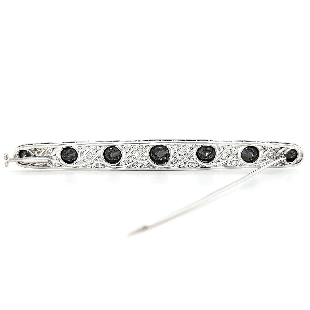 Women's or Men's Extra Large Platinum Brooch Set with 8ct Black and 1ct White Diamonds For Sale