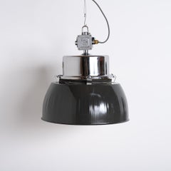 Xl Polish Factory Lights With Prismatic Glass - Graphite Grey / Polished Steel