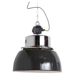 Retro Xl Polish Factory Lights With Prismatic Glass - Graphite Grey / Polished Steel