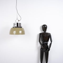Xl Polish Factory Lights With Prismatic Glass - Olive Green / Polished Steel