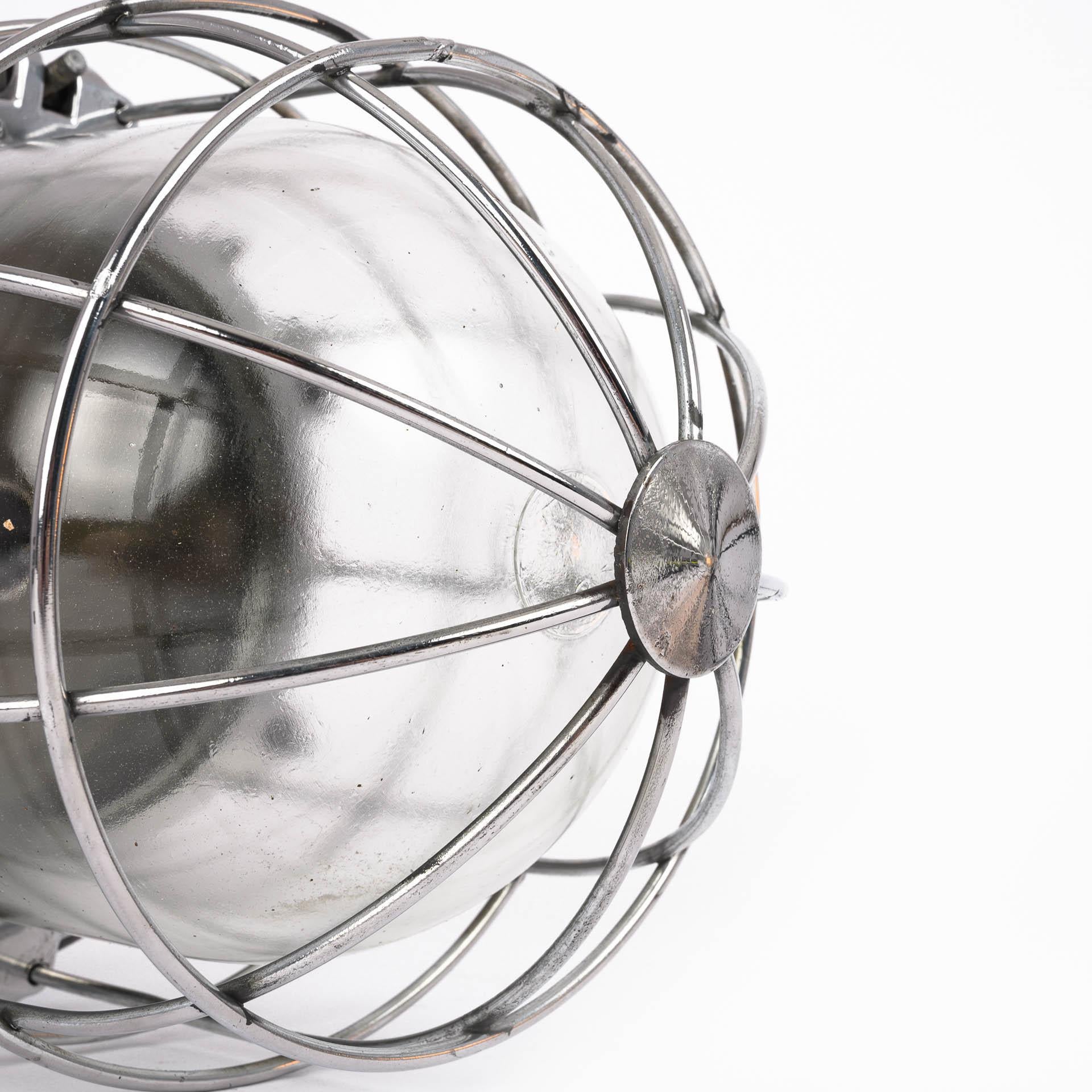 Aluminum XL Polished Industrial Cage Lights from Eastern Europe For Sale
